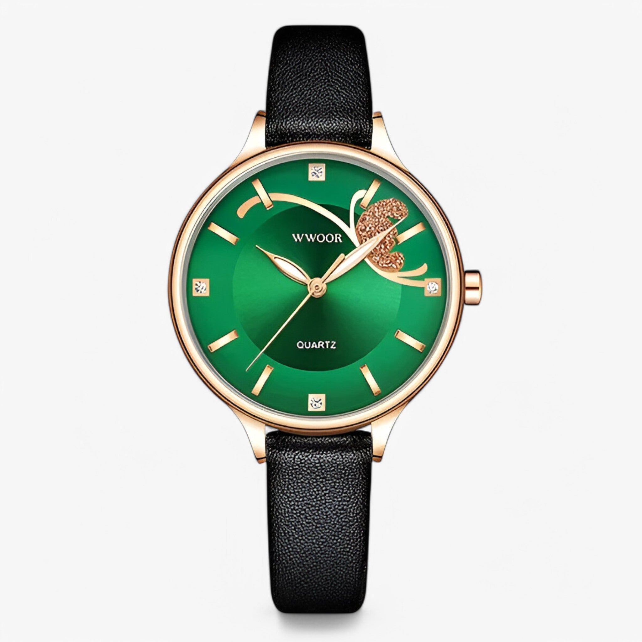 Vivian | Luksus hvidt læder quartz ur - grøntsag - watches - {{ product_tags }