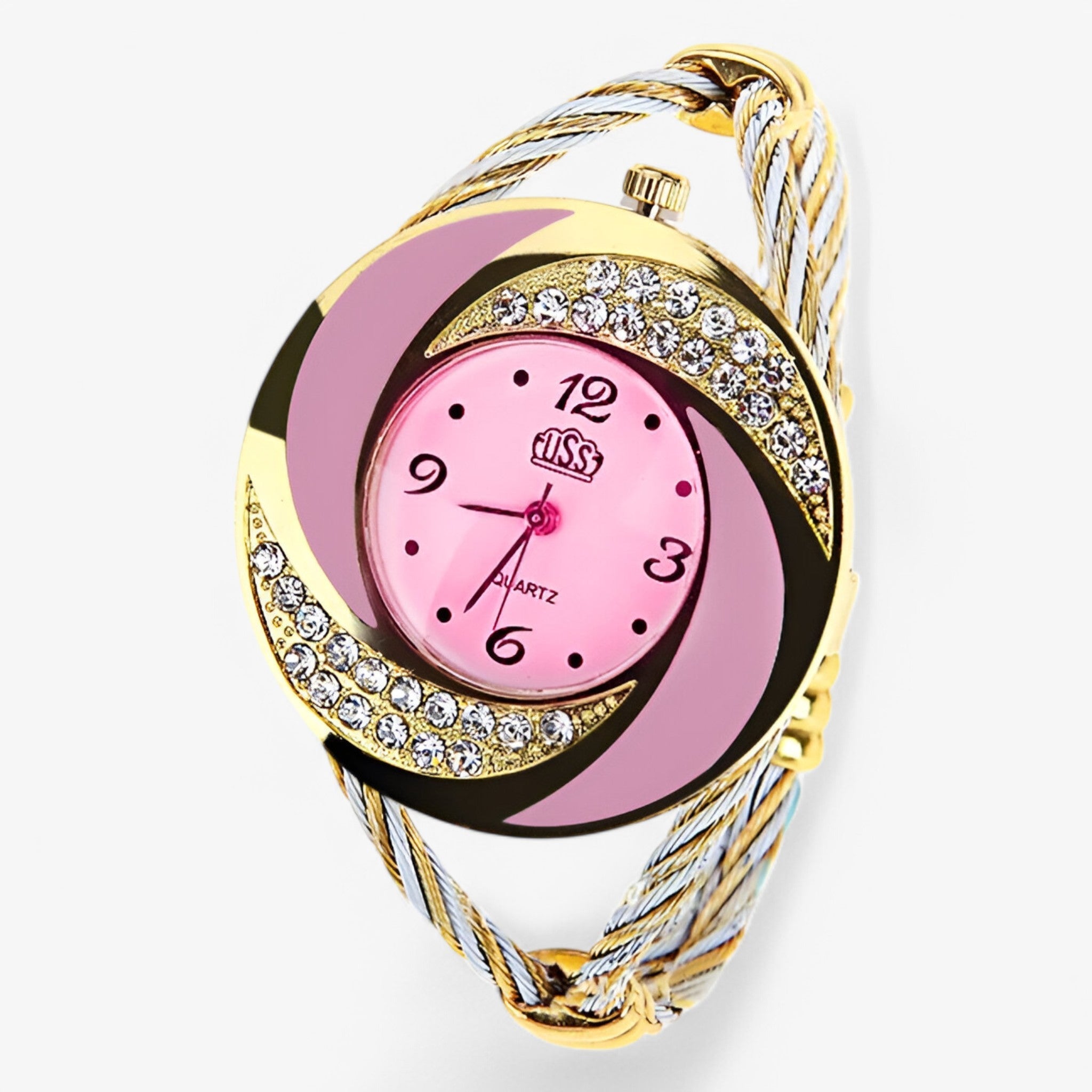 Henrik | Quartz ur med krystal lænke - lyserød - watches - {{ product_tags }