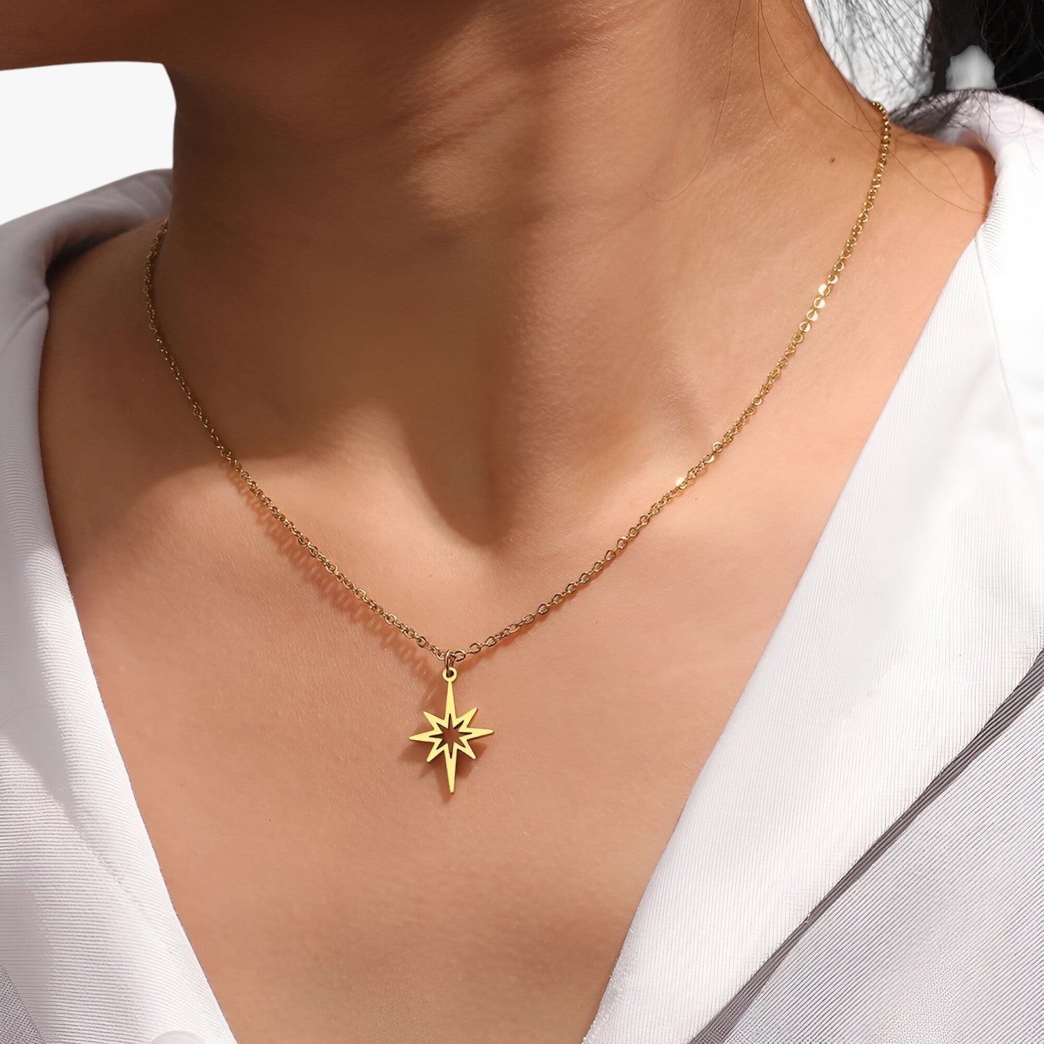 Lilith | Elegant halskæde med stjernevedhæng i rustfrit stål - - other - {{ product_tags }