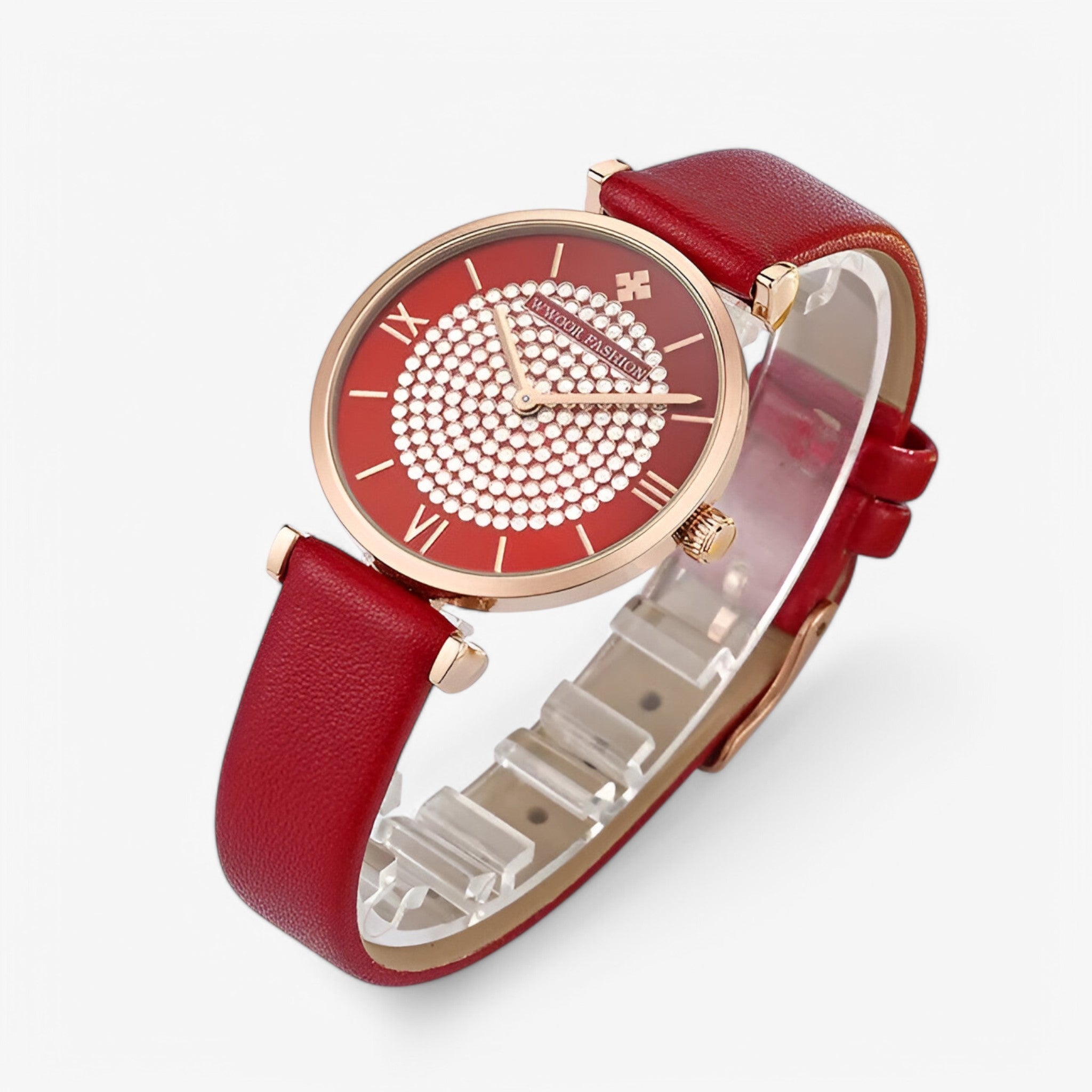 Valeria | Elegant rødt læderur - - watches - {{ product_tags }