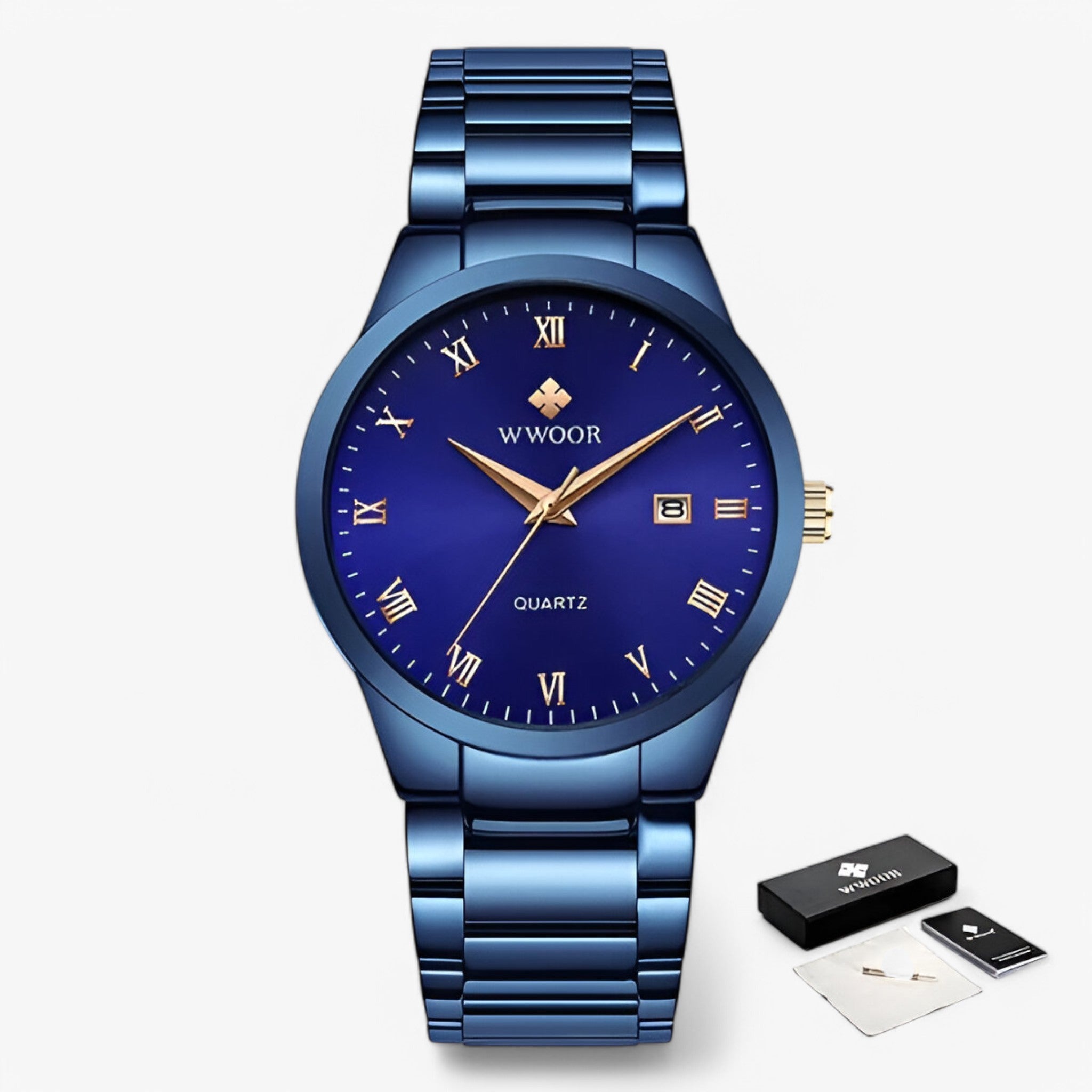 Victor | Elegant quartz ur - Blå rose med æske - watches - {{ product_tags }