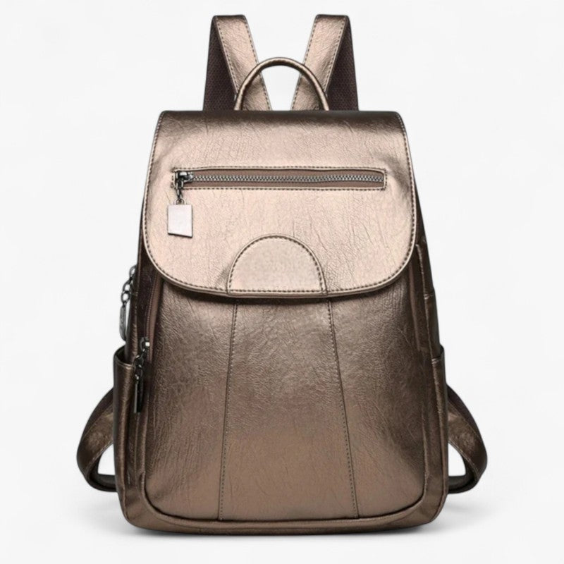 Laura | Vintage læder rygsæk – blød, stilfuld og perfekt til rejser - Guld - bags - {{ product_tags }