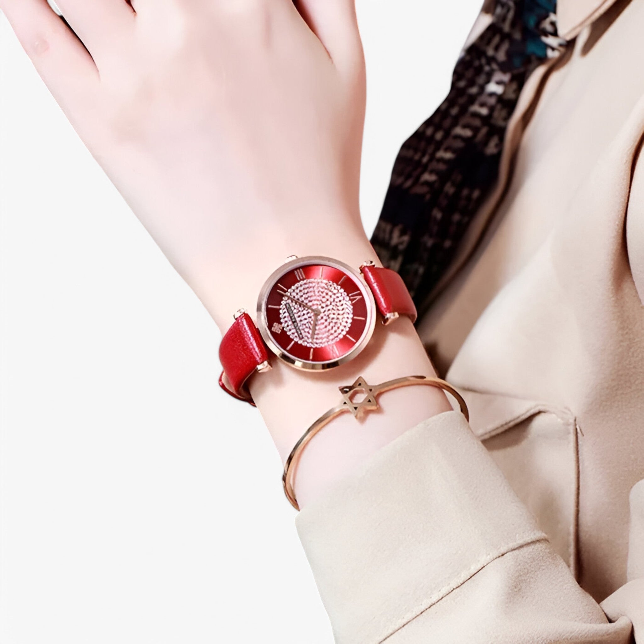 Valeria | Elegant rødt læderur - - watches - {{ product_tags }