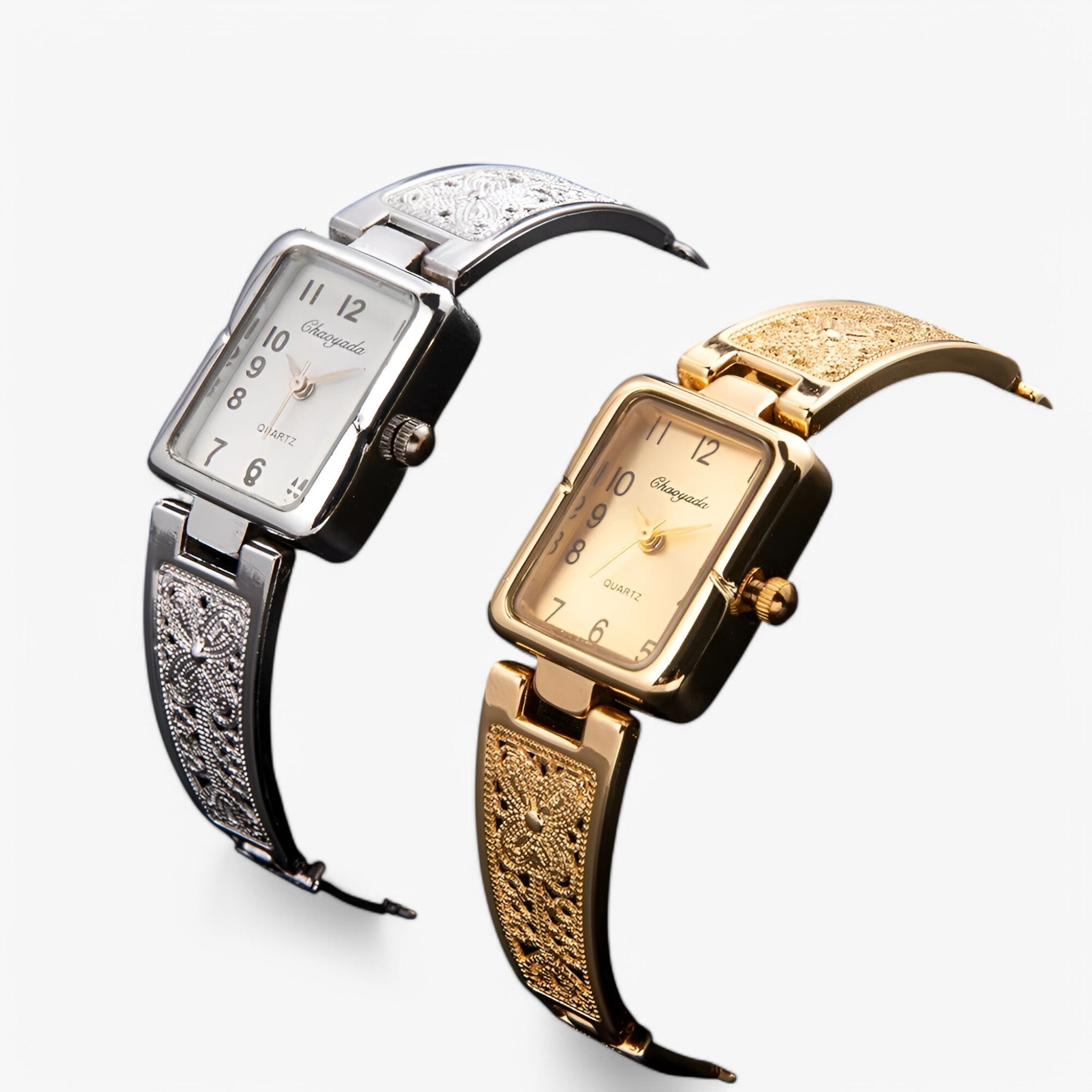 Clarisse | Dameur i sølv og guld med firkantet urskive - - watches - {{ product_tags }