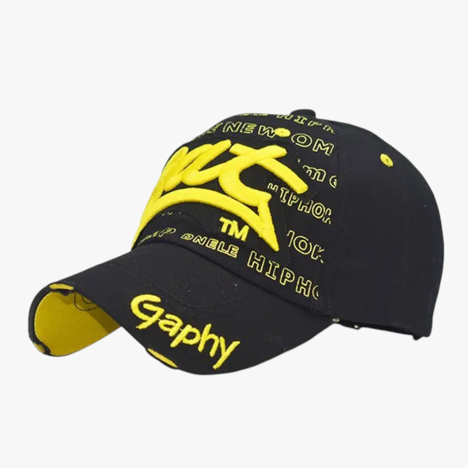 Harlan | Herre bomulds snapback - Cool stil med haj broderi - Sort Gul XXL >8Å - men's fashion - {{ product_tags }
