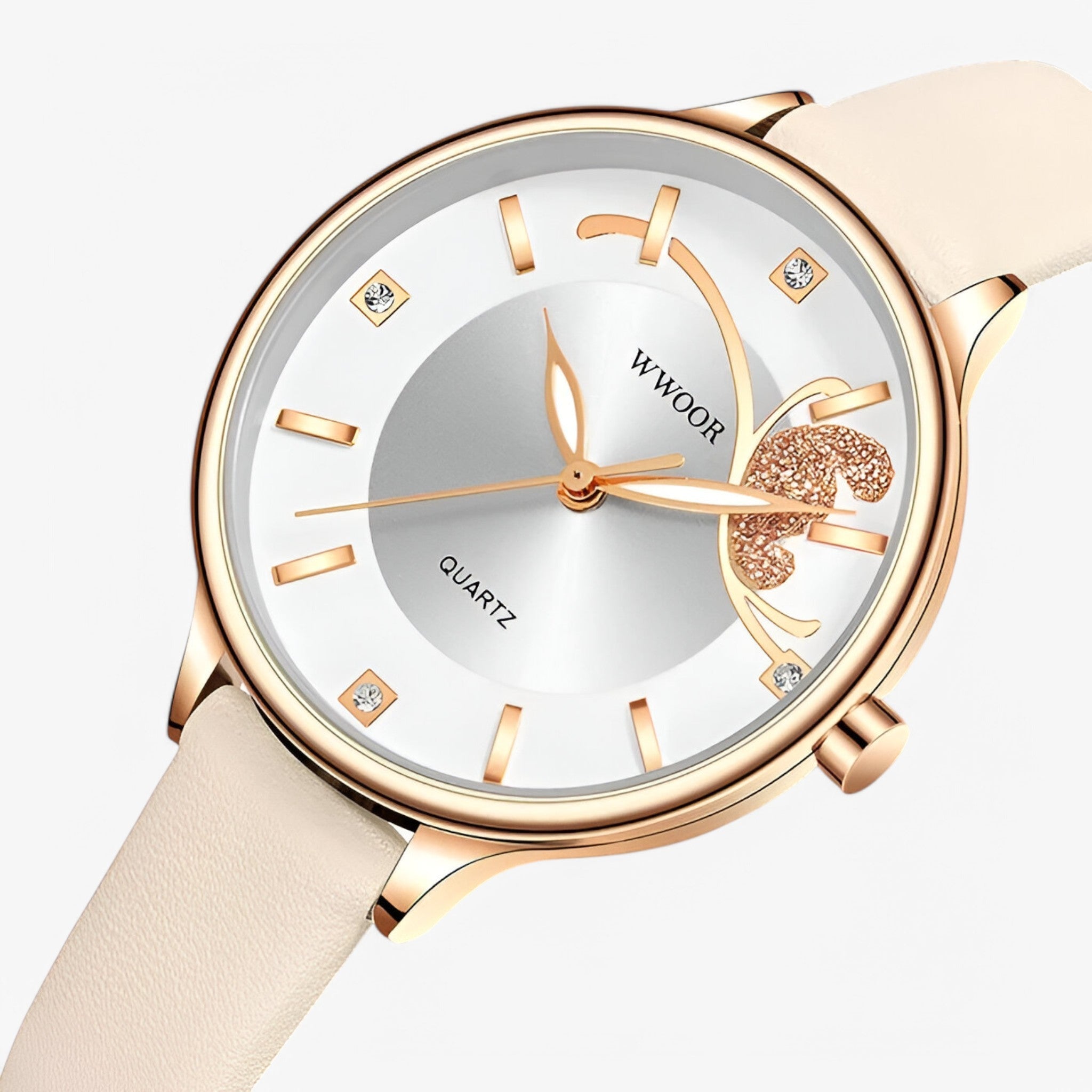 Vivian | Luksus hvidt læder quartz ur - - watches - {{ product_tags }