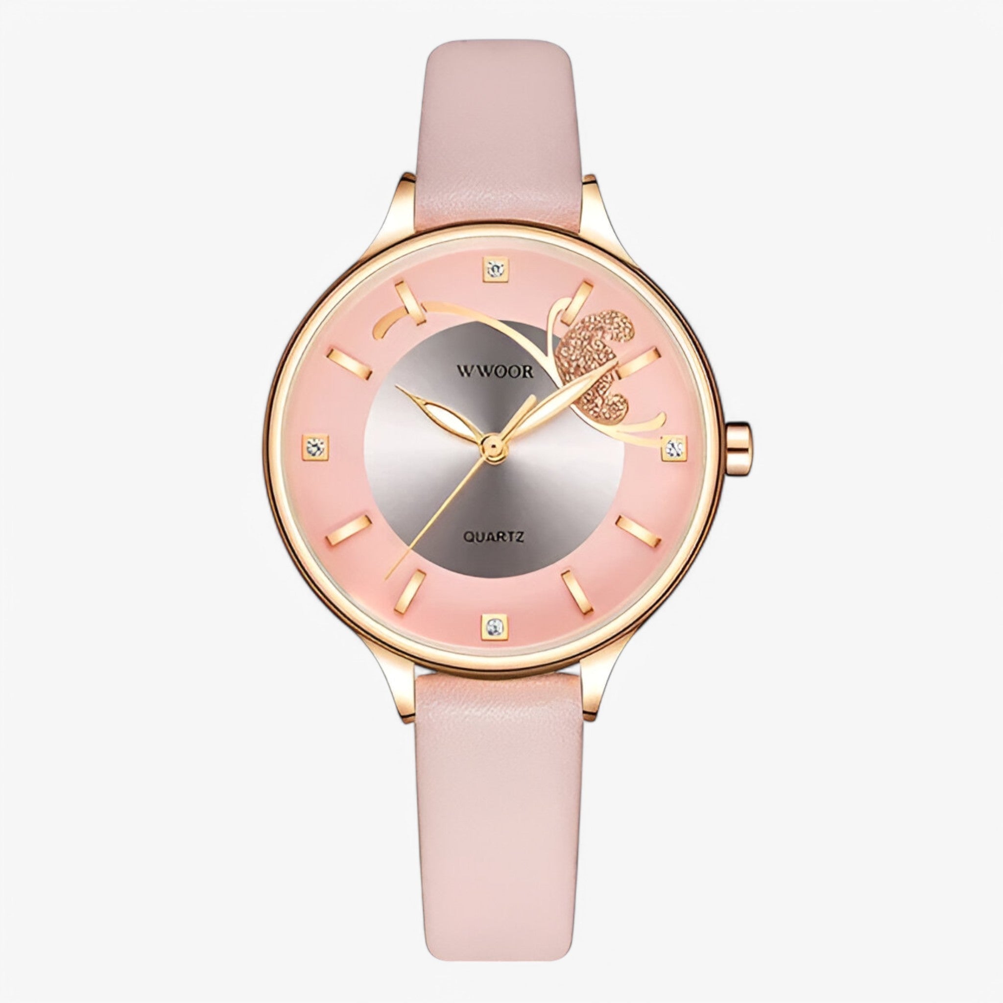 Vivian | Luksus hvidt læder quartz ur - rose - watches - {{ product_tags }