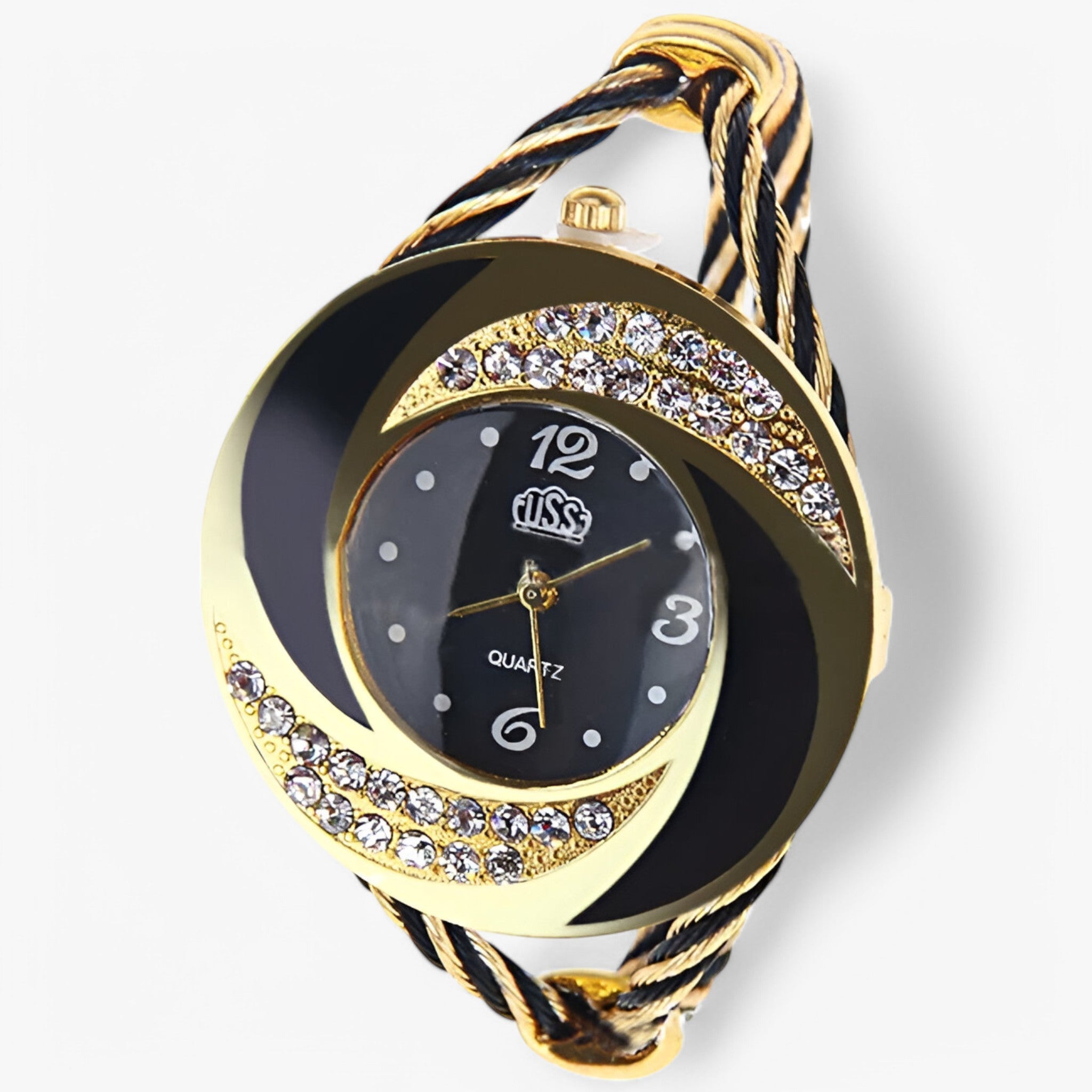Henrik | Quartz ur med krystal lænke - Sort - watches - {{ product_tags }