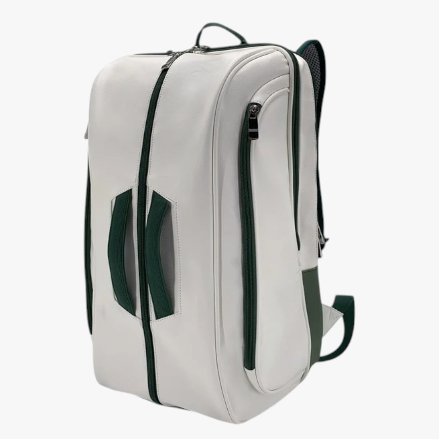 Adriel | Vandtæt tennisrygsæk med skoforsegling og PU-stil - Hvid med grøn - Adriel | Vandtæt tennisrygsæk med skoforsegling og PU-stil - €25 - {{ product_tags }
