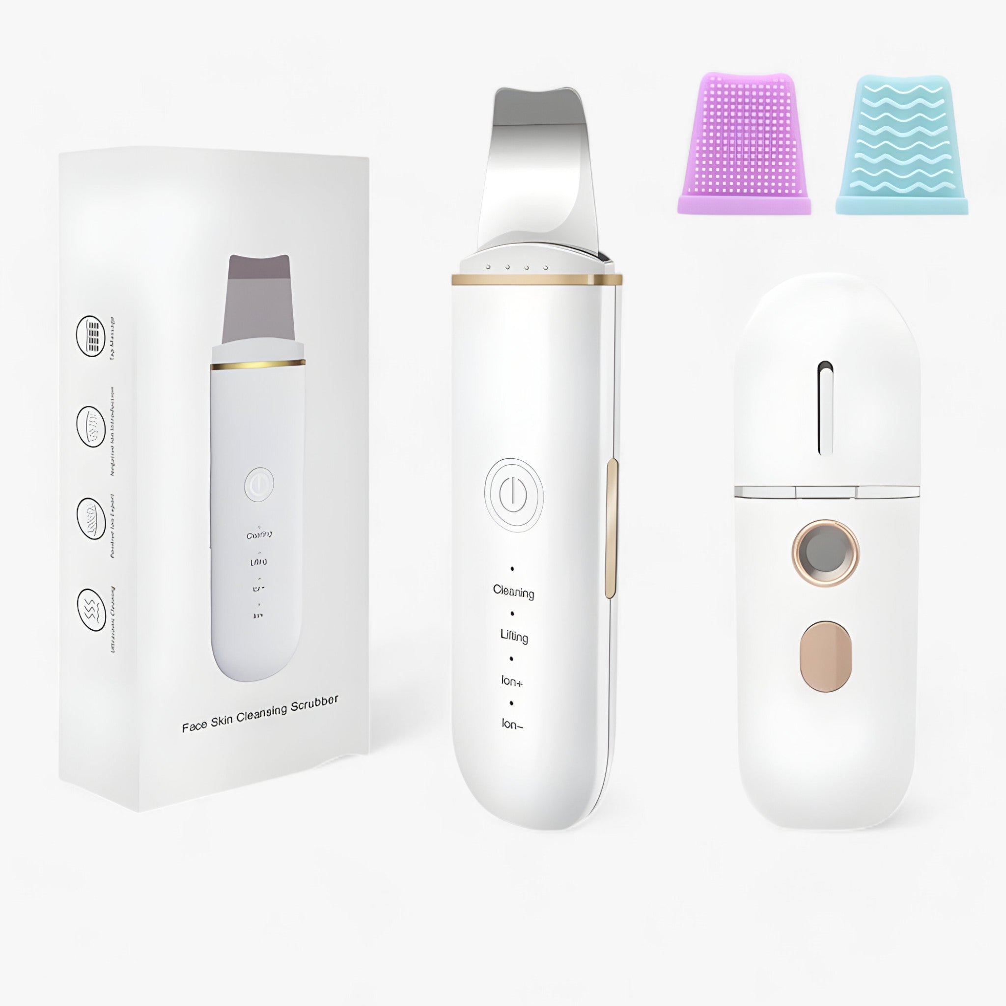 SkinScrub Pro | Ultralydsansigtsspatel - værktøj til opstramning af ansigtet og fjernelse af hudorme - Hvidt sæt 1 - other - {{ product_tags }