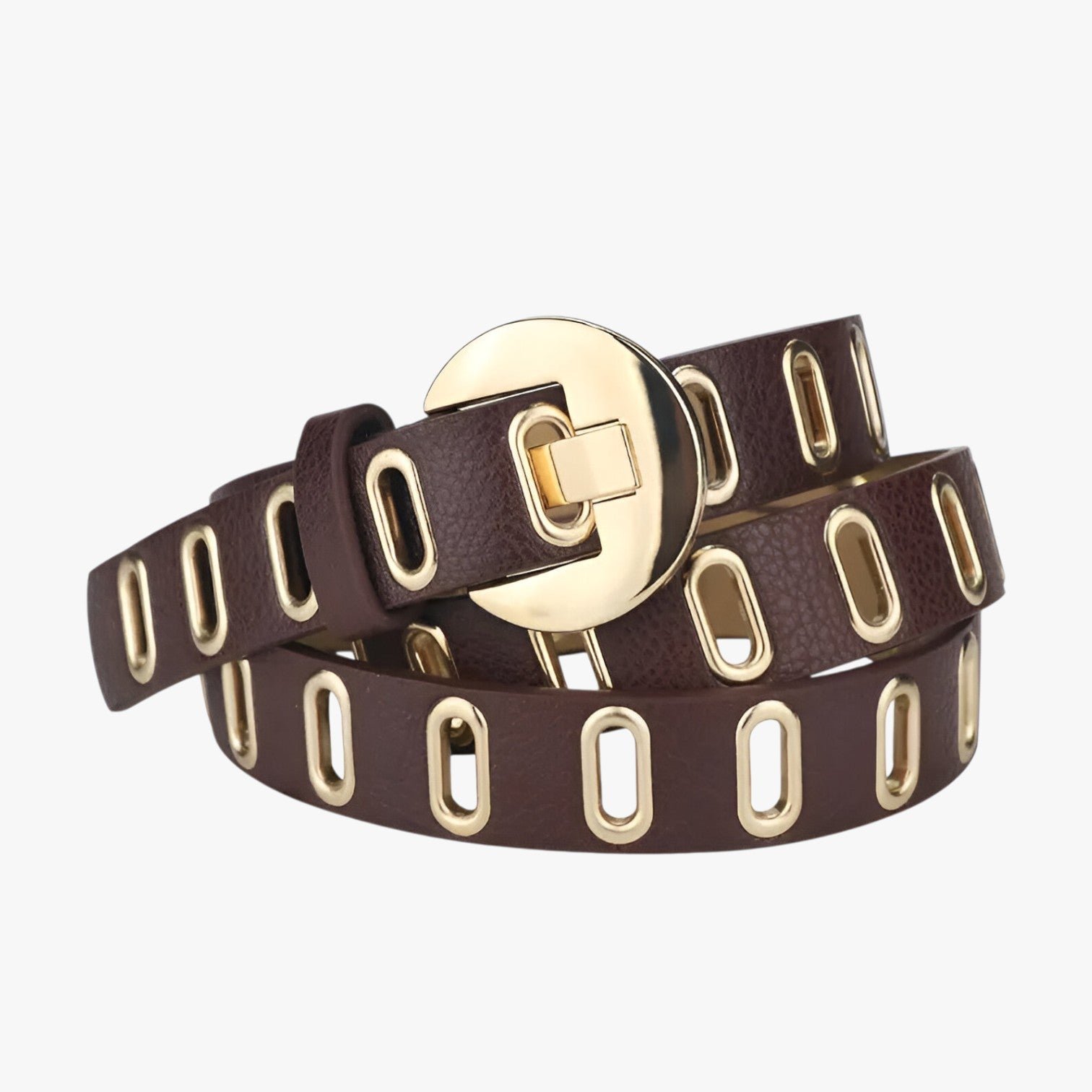 Ellie | Justerbar Grunge Kvindebælte i Punkstil med Spænde i Legering - brun - women's fashion - {{ product_tags }