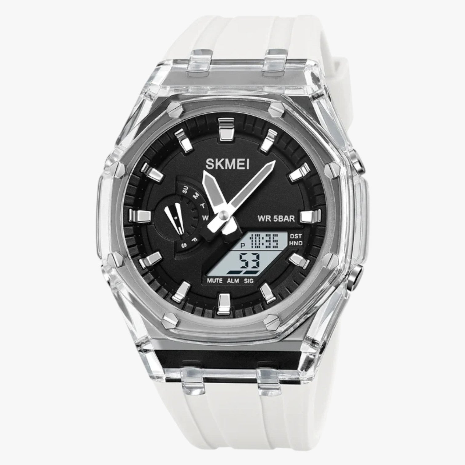 Fabian | Transparent digital ur med 5 ATM vandtæthed, alarm og intelligente funktioner - mode Hvid Sort - Fabian | Transparent digital ur med 5 ATM vandtæthed, alarm og intelligente funktioner - €25 - {{ product_tags }