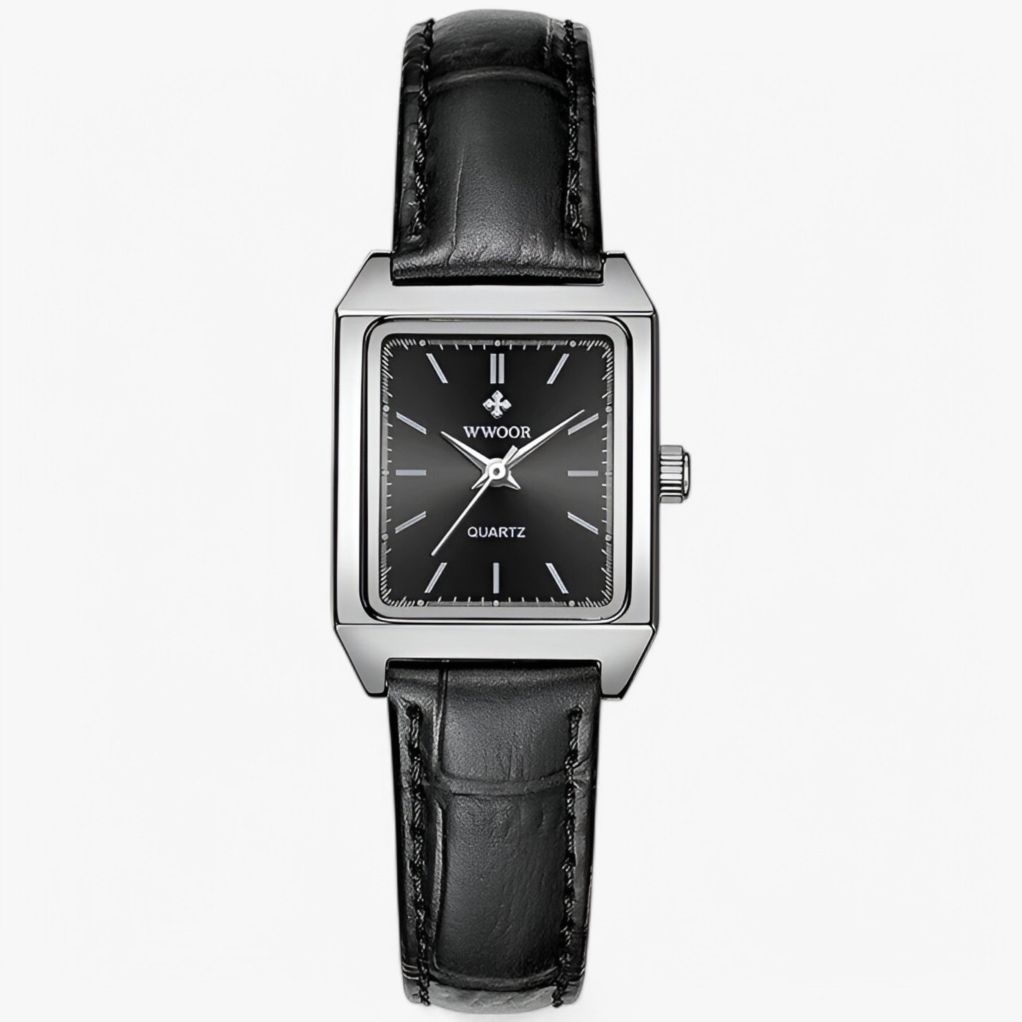 Isabelle | Luksus rektangulært diamantur - Sort læder - watches - {{ product_tags }