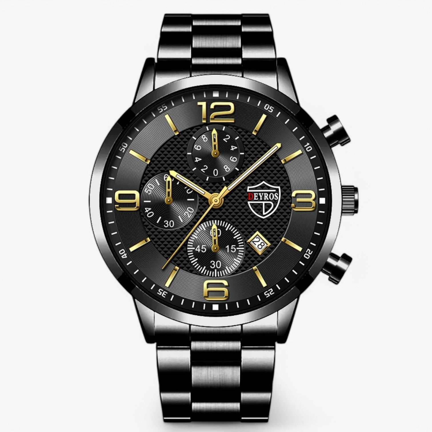 Emilio | Luksus & Præcision – Stål Herreur med Luminøse Funktioner - Guld Sort - watches - {{ product_tags }