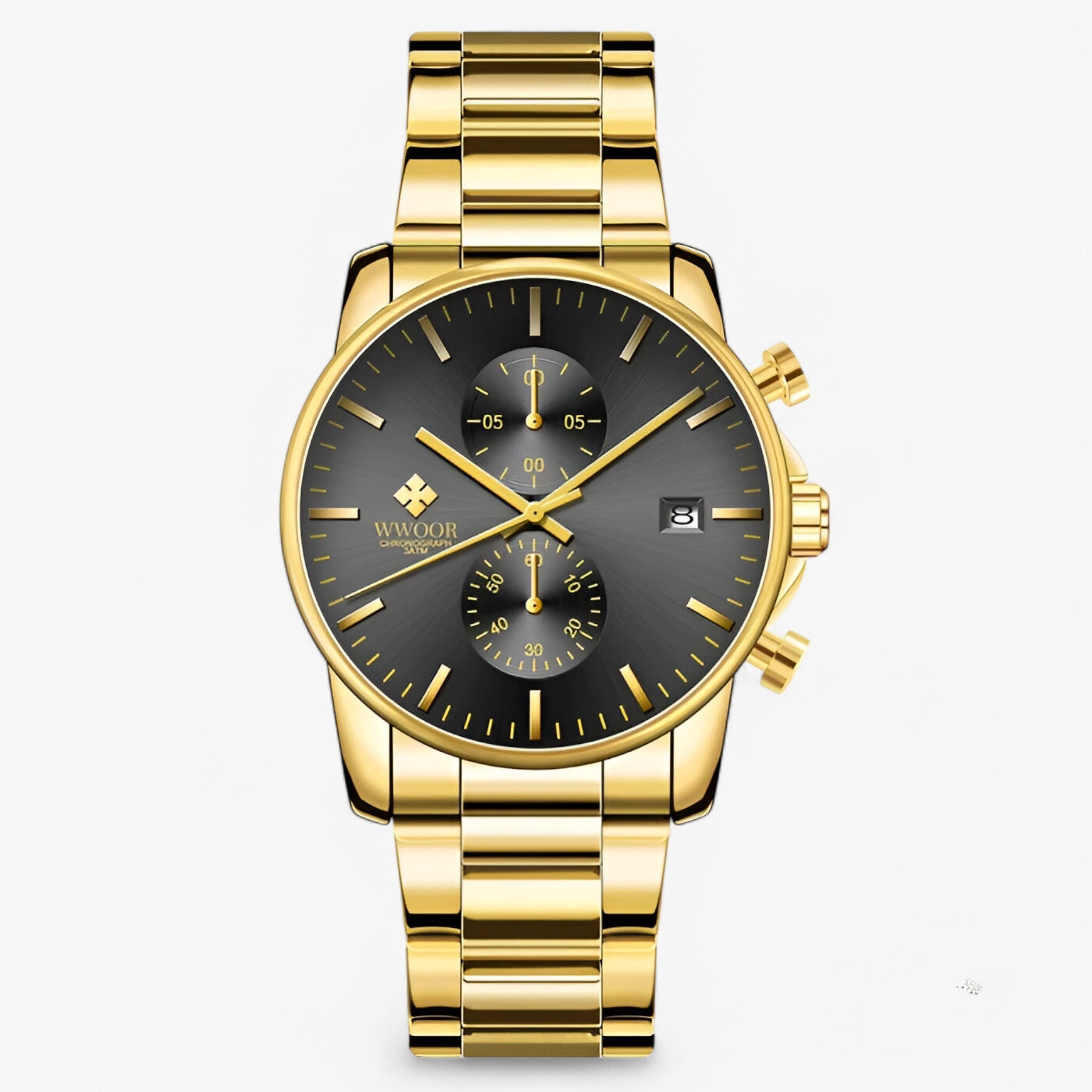 Marko | Letvægts kronograf i rustfrit stål - Guld sort - watches - {{ product_tags }