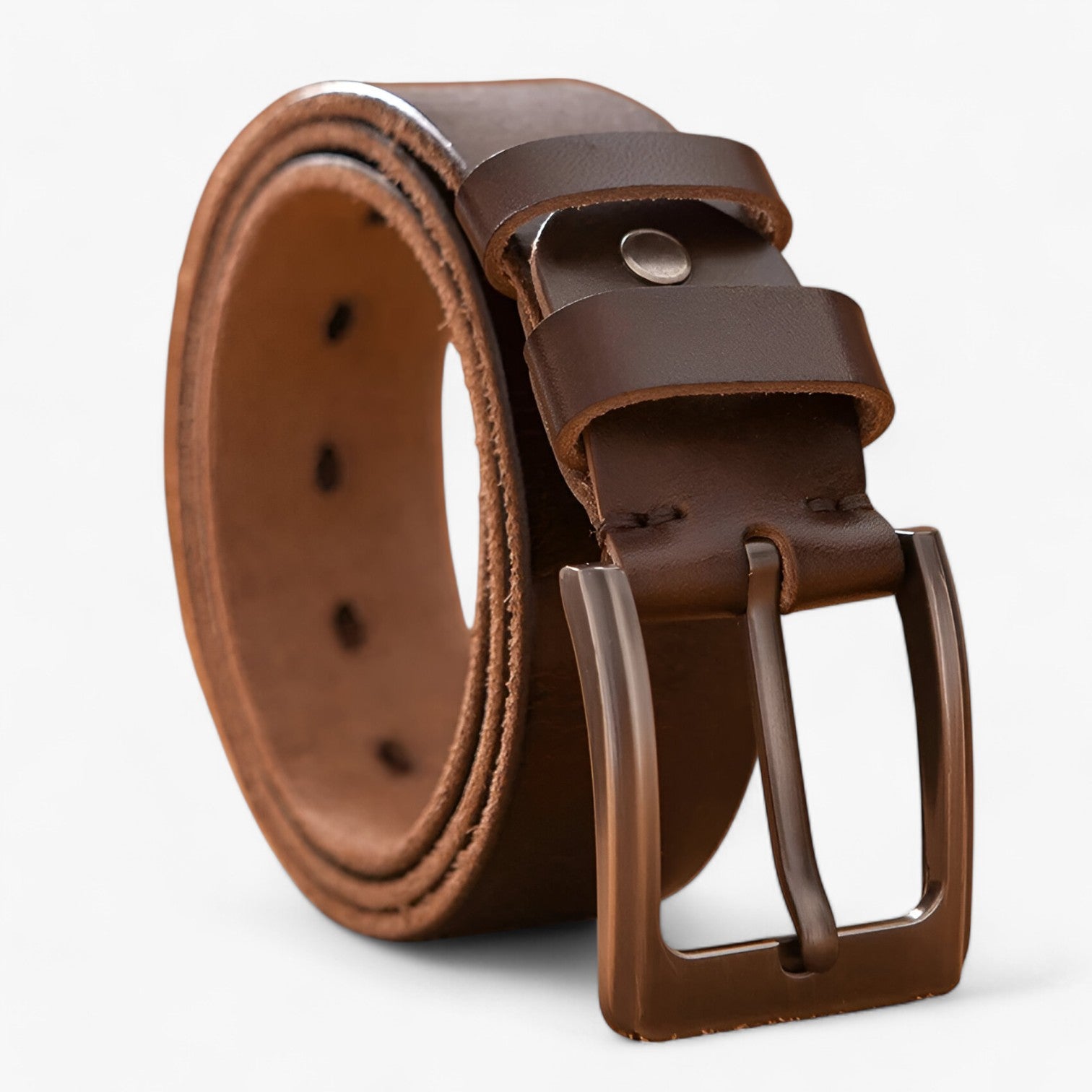 Owen | Luksus herre bæltet i ægte læder – bæredygtigt, stilfuldt og komfortabelt - BRUN - men's fashion - {{ product_tags }