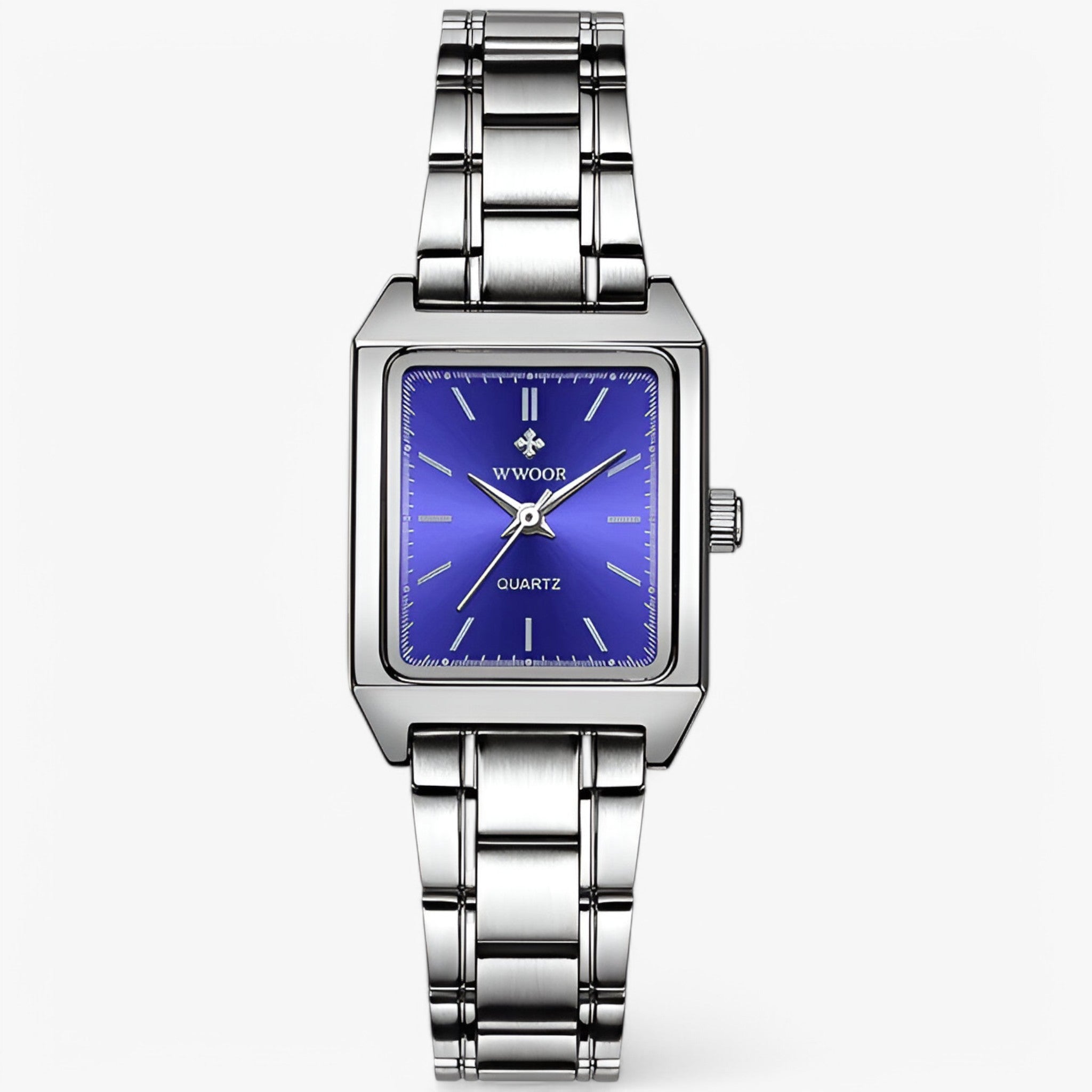Isabelle | Luksus rektangulært diamantur - Blå stål - watches - {{ product_tags }
