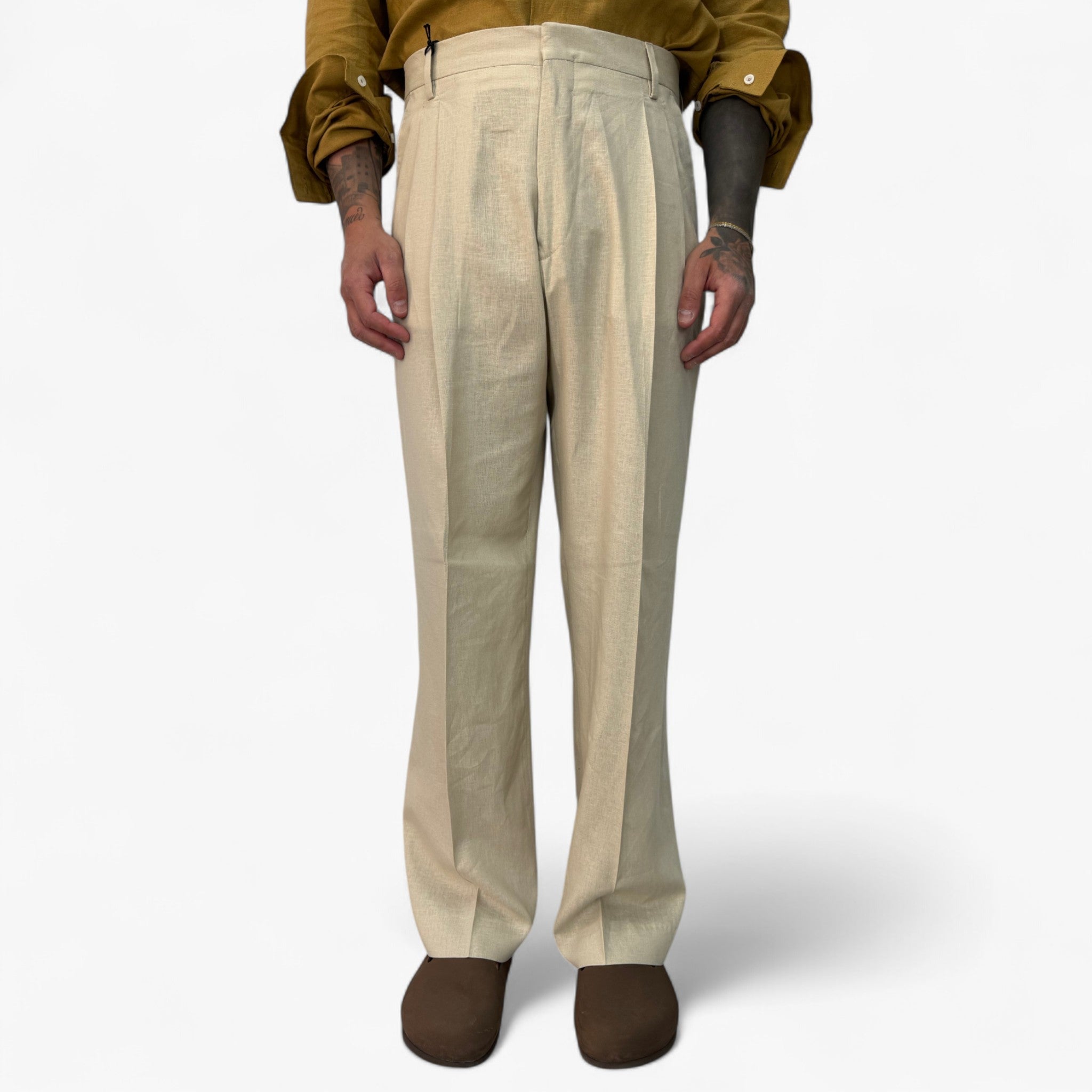 Chris | Herre Linned Bukser - Beige - Casual bukser - {{ product_tags }