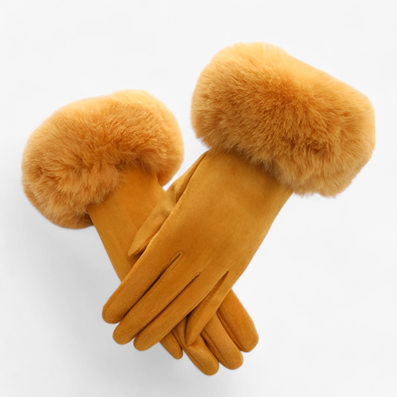 Helena | Varme Suede Touchscreen Handsker med imiteret pels - - winter - {{ product_tags }
