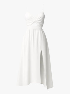 Rhea | Kvindernes Elegante Midi Kjole med Frontspalte