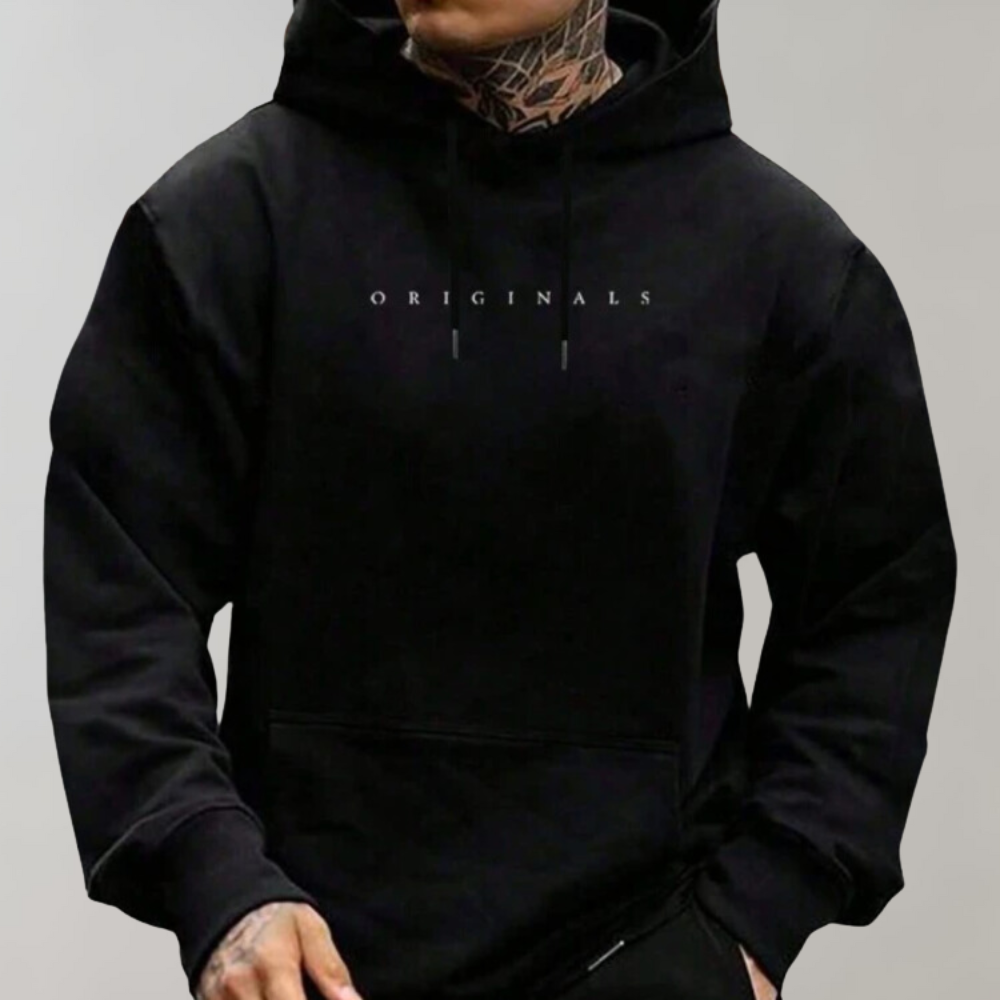 Herre Sort Casual Hættetrøje - Hverdags Pullover Hoodie