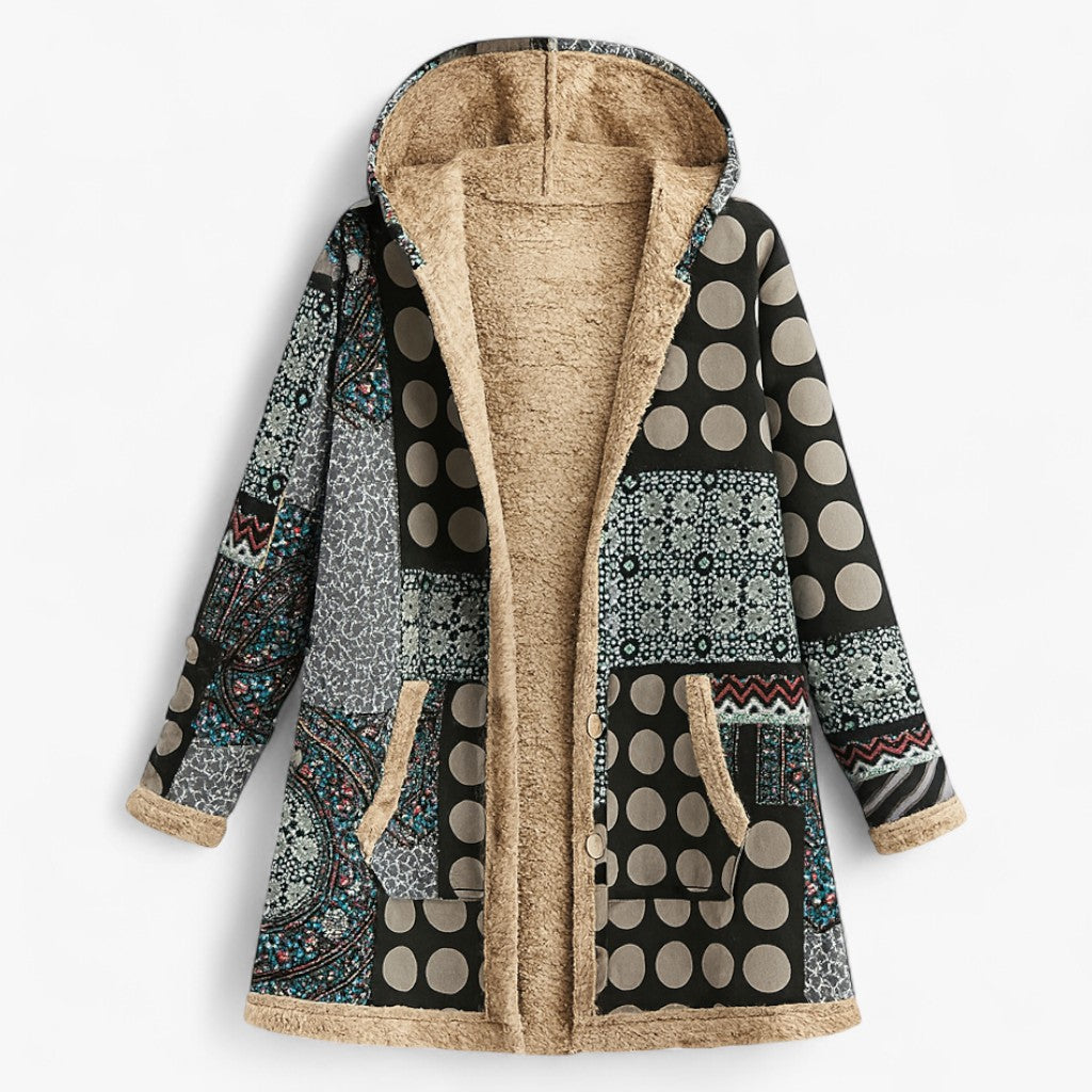 Sonia | Dame Varm Parka Jakke med Foring - Sort-grå - Parkas - {{ product_tags }