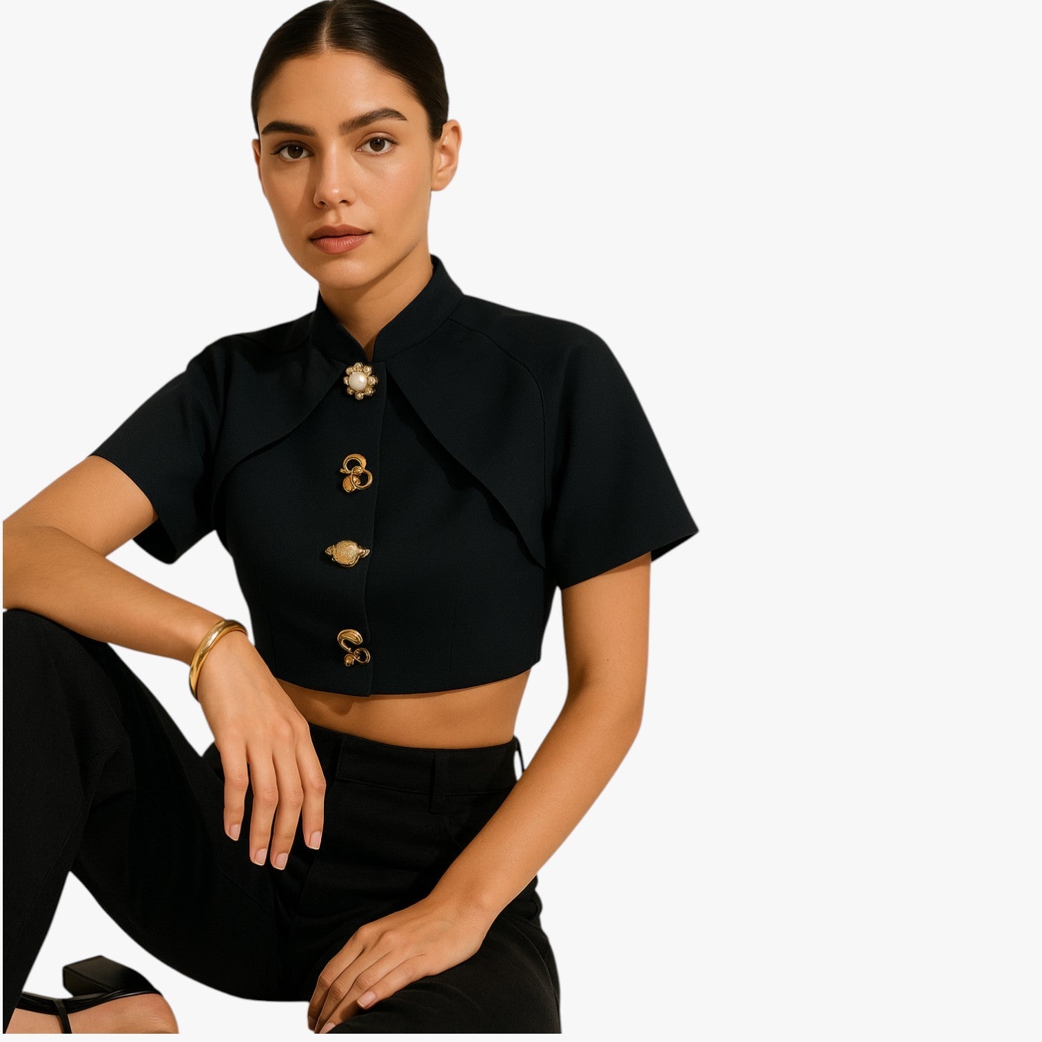 Janella | Dekorativ kort metallskjorte - - Janella | Dekorativ kort metallskjorte- €25 - {{ product_tags }