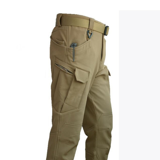 Herre Outdoor Sæt - Vatteret Vinterjakke med Hætte og Cargobukser - Vatterede Bukser Khaki - Kleding en accessoires > Kleding > Kledingsets - {{ product_tags }