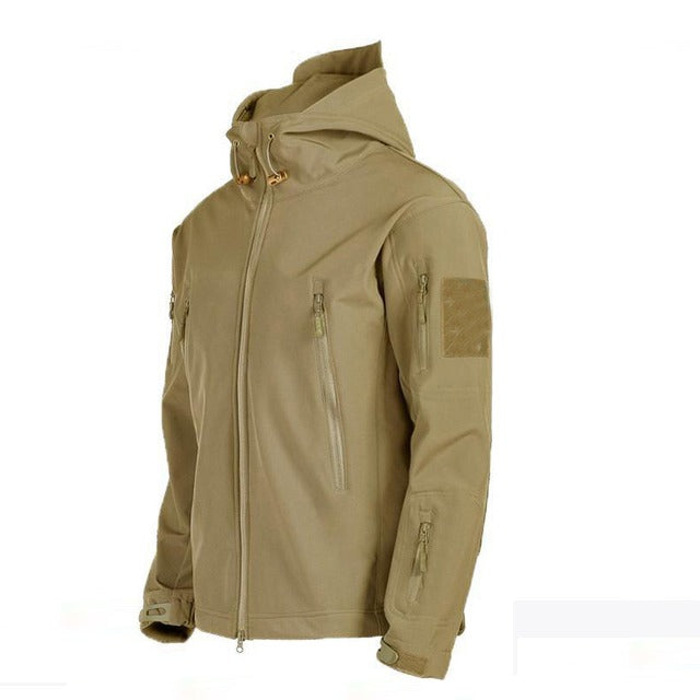 Herre Outdoor Sæt - Vatteret Vinterjakke med Hætte og Cargobukser - Vatteret Jakke Khaki - Kleding en accessoires > Kleding > Kledingsets - {{ product_tags }