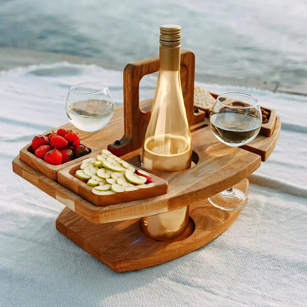 Kompakt Sammenklappeligt Picnicbord i Træ