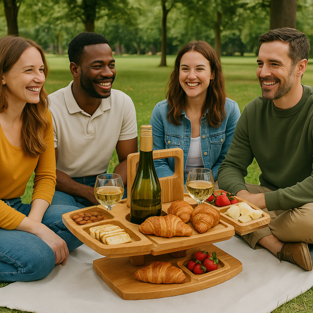 Kompakt Sammenklappeligt Picnicbord i Træ