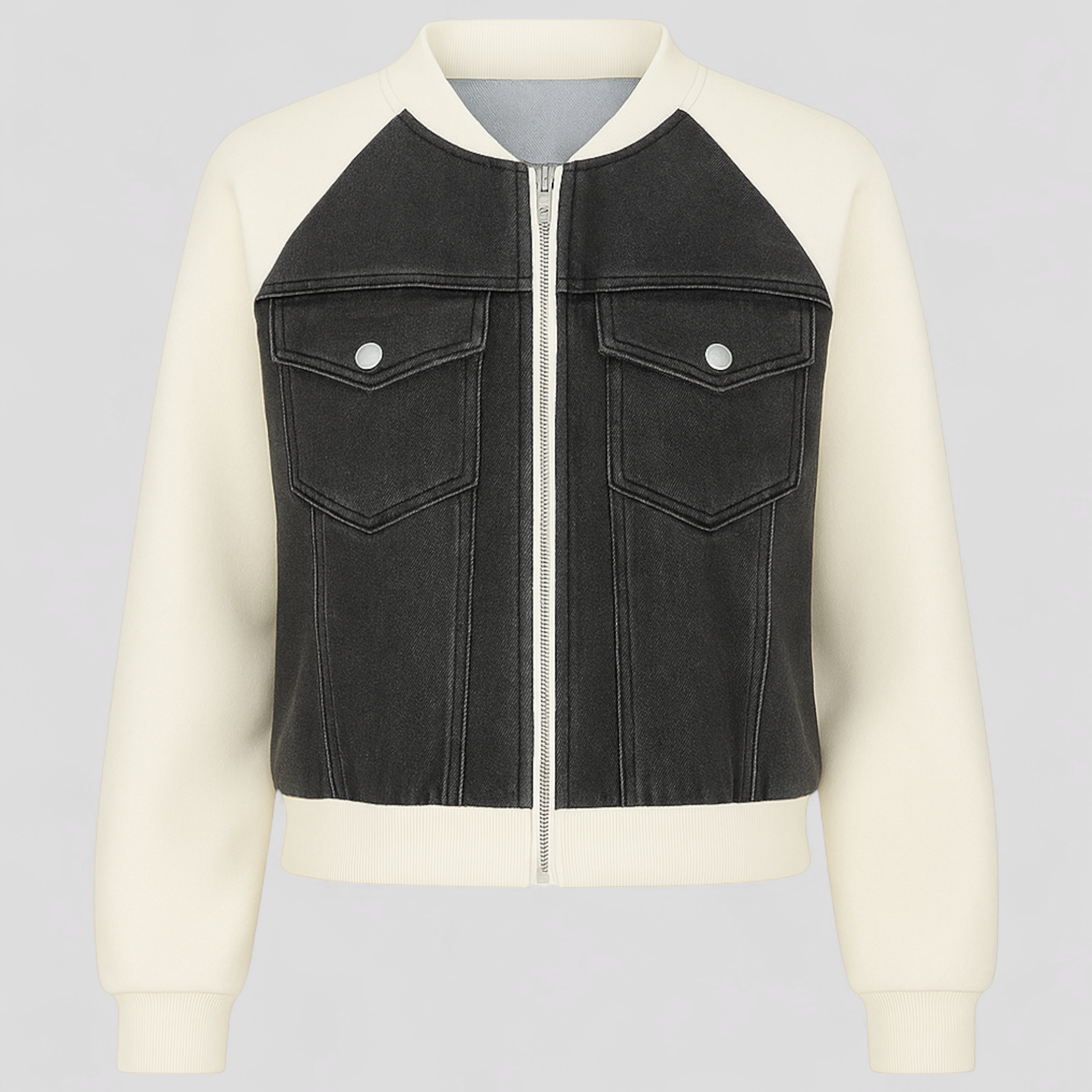 Silvanna | Kvinders Alsidige Denim Jakke - Hvid-sort - Kvinders denimjakker - {{ product_tags }