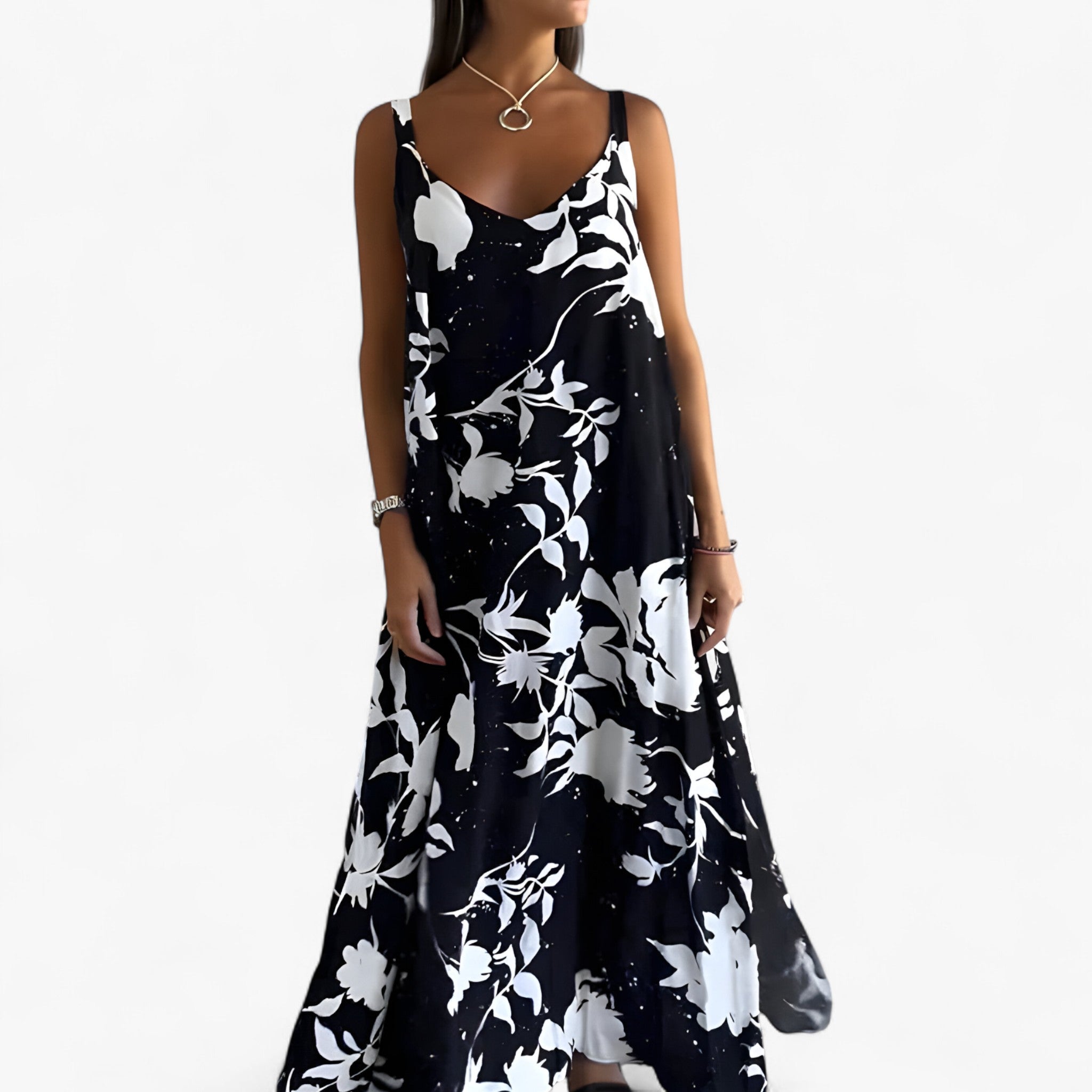 Daniela | Kvinders Bomuld Blomster Maxi Kjole - - Maxi Kjoler - {{ product_tags }