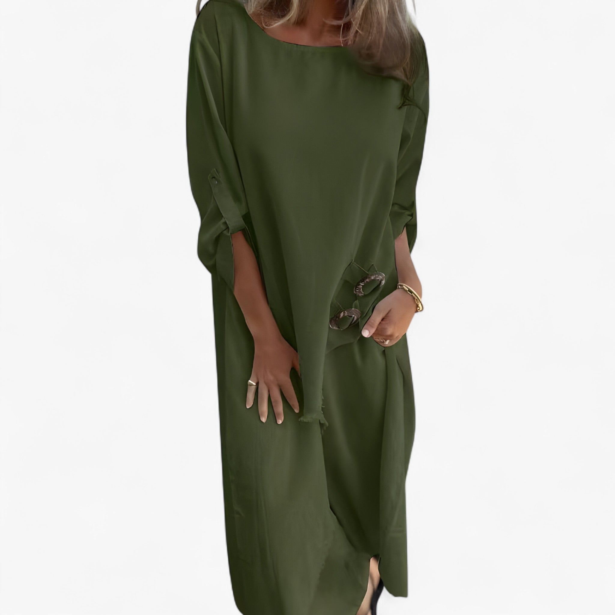 Mia | Kvinders bomulds- og linned-outfitsæt - Grøn - Kjoler - {{ product_tags }