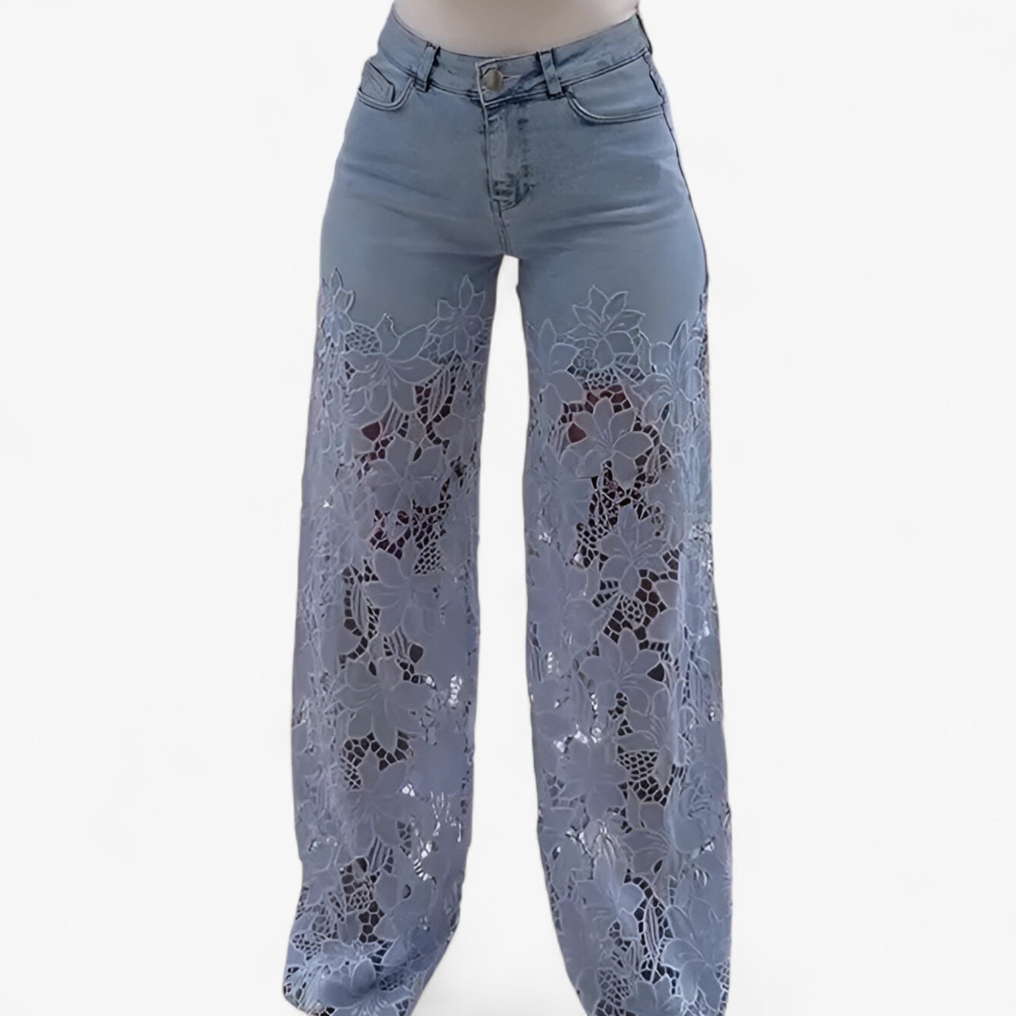 Laura | Kvinders Denim Jeans Med Blonde Patches - Lys blå - Kvinders jeans - {{ product_tags }
