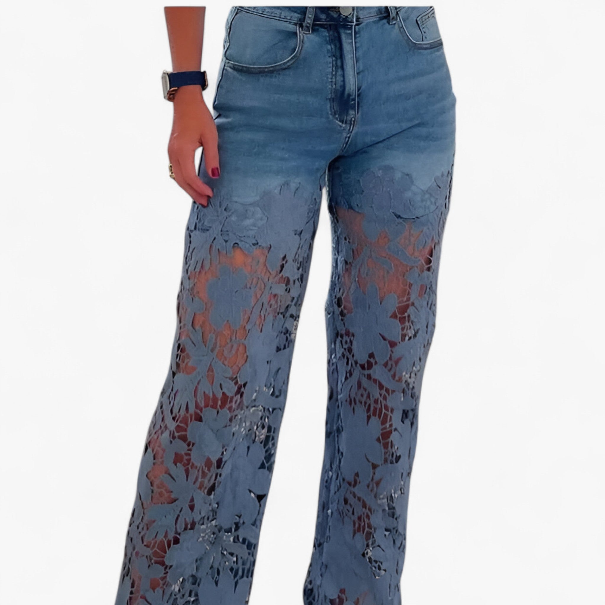 Laura | Kvinders Denim Jeans Med Blonde Patches - - Kvinders jeans - {{ product_tags }
