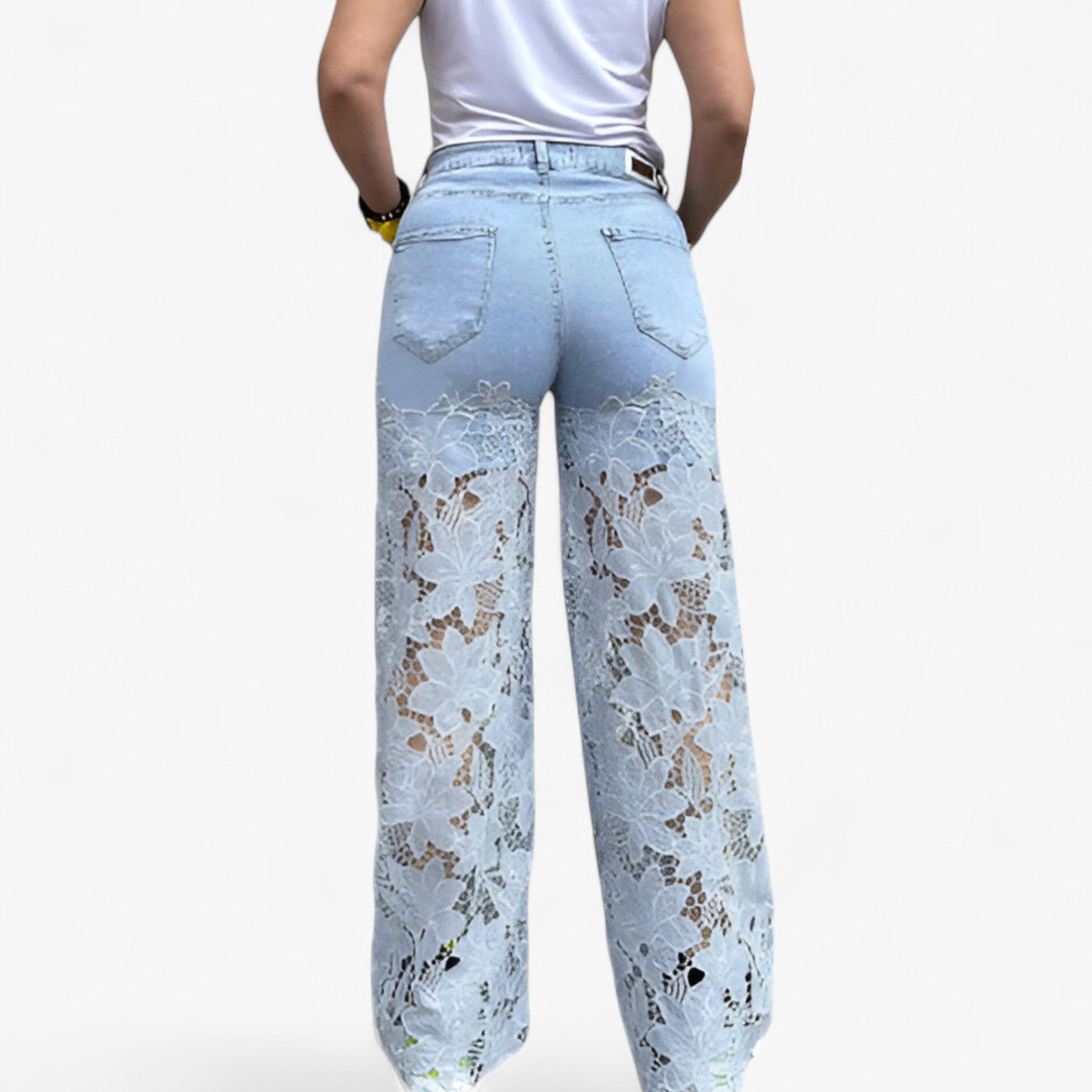Laura | Kvinders Denim Jeans Med Blonde Patches - - Kvinders jeans - {{ product_tags }