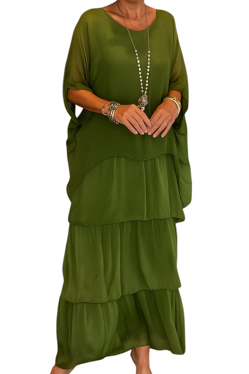 Palma | Kvinders Elegant A-Line Maxi Kjole - Grøn - Maxi Kjoler - {{ product_tags }