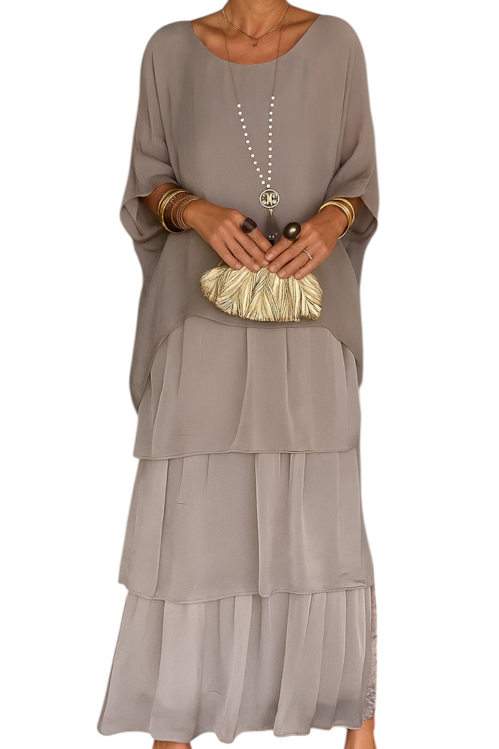 Palma | Kvinders Elegant A-Line Maxi Kjole - Grå - Maxi Kjoler - {{ product_tags }
