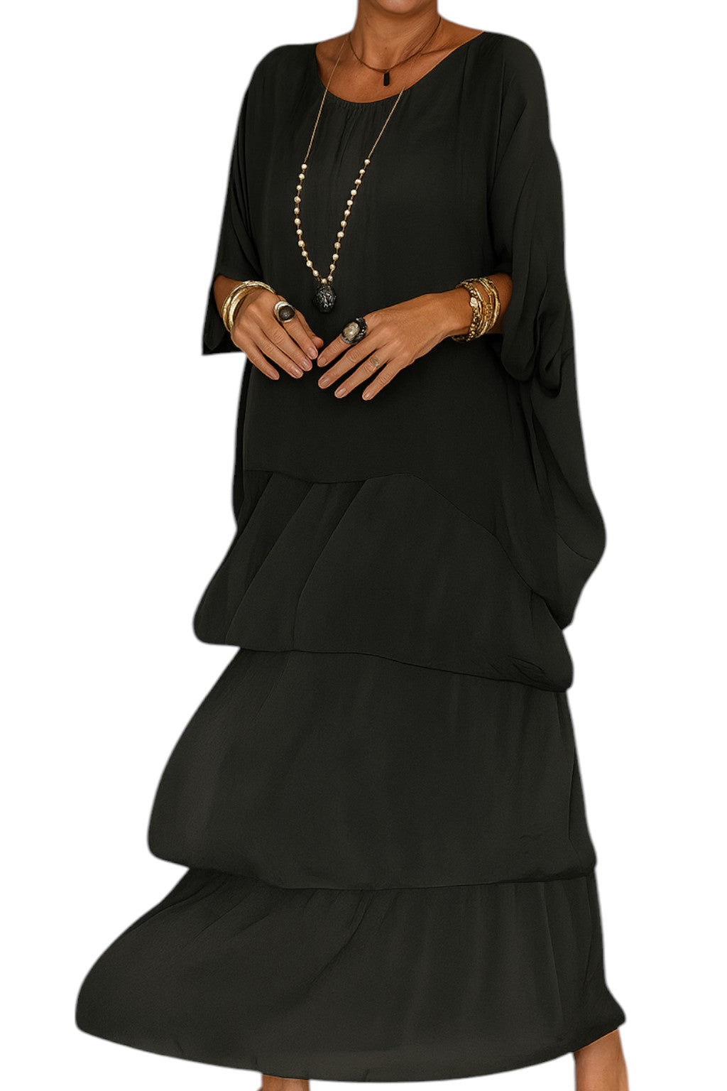 Palma | Kvinders Elegant A-Line Maxi Kjole - Sort - Maxi Kjoler - {{ product_tags }