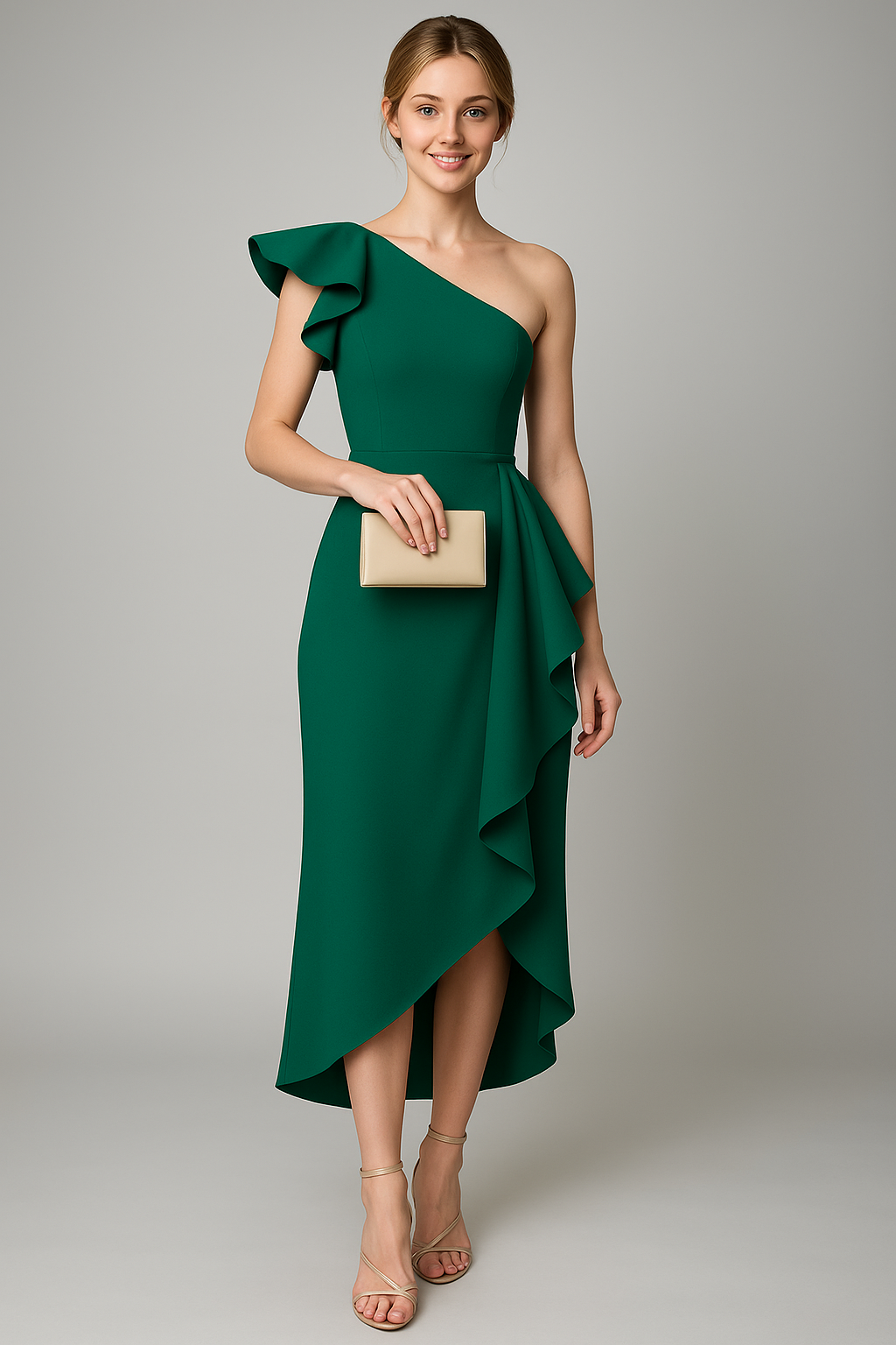Sole | Kvinders Elegant Asymmetrisk Kjole med Flæser - - Kvinders Kjoler - {{ product_tags }