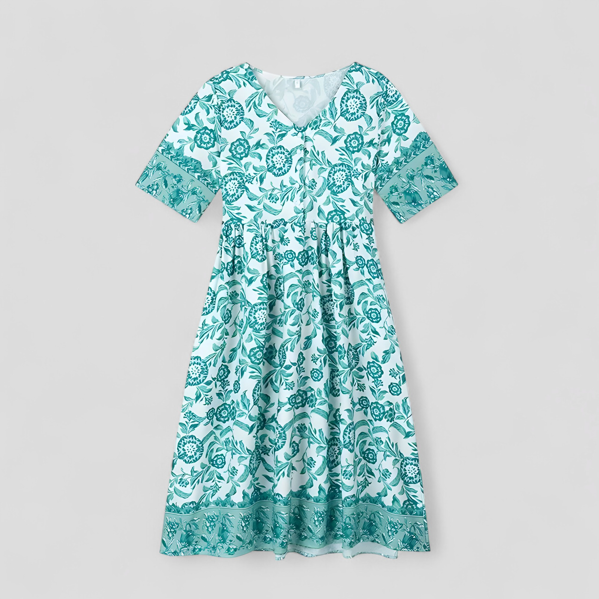 Micola | Kvinders Elegant Blomstret Sommerkjole - Lyseblå - Casual kjoler - {{ product_tags }