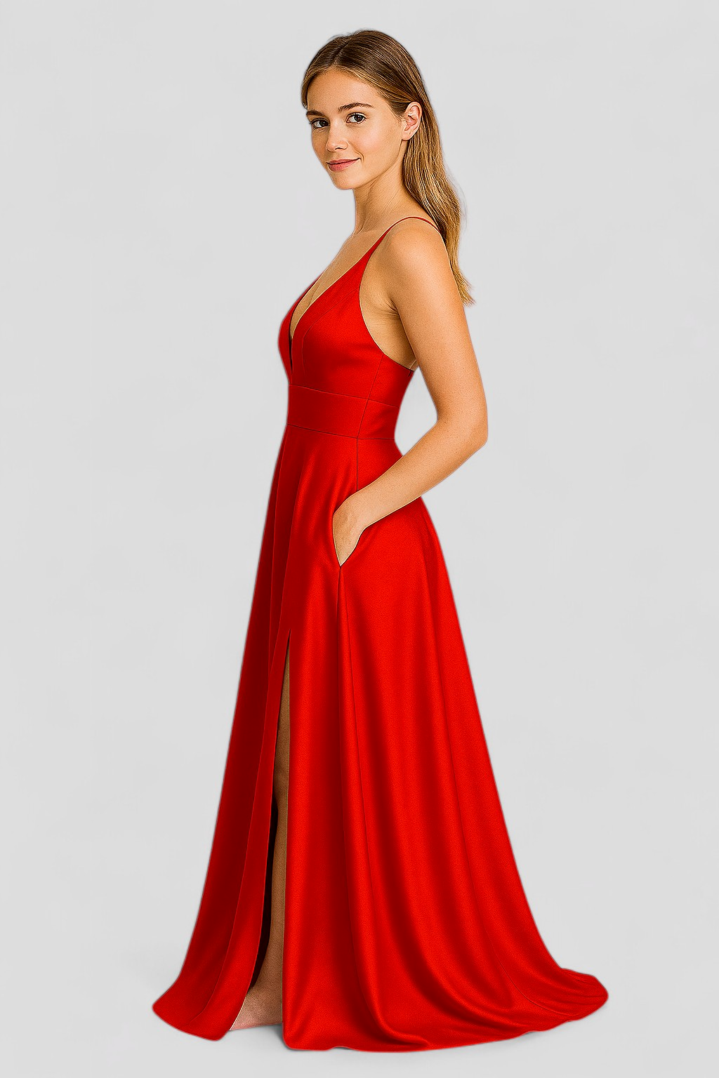 Camellia | Kvinders Elegant Lang Kjole med V-Hals - - Kvinders Kjoler - {{ product_tags }