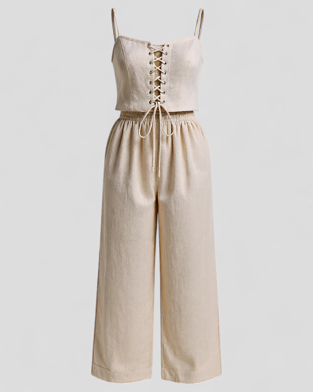 Alina | Kvinders Elegant Linned Sæt - Abrikos - Kvinders sæt - {{ product_tags }