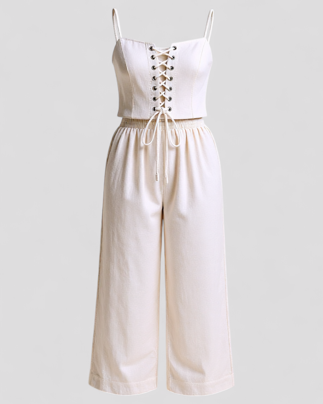 Alina | Kvinders Elegant Linned Sæt - Hvid - Kvinders sæt - {{ product_tags }