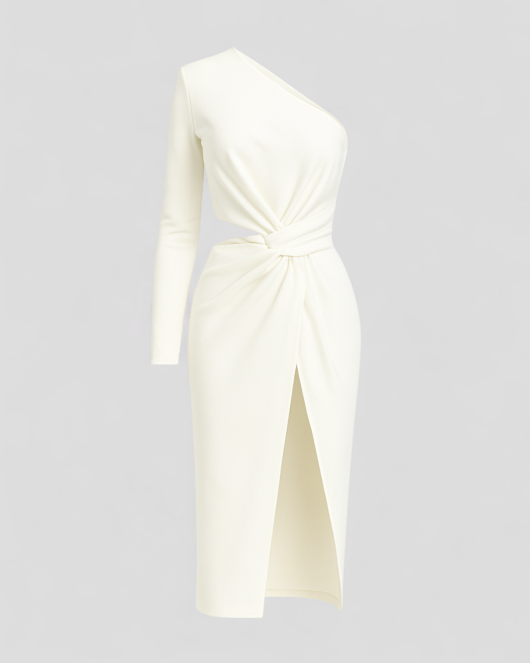 Amory | Kvinders Elegant Midi Kjole med En Skulder - Hvid - Kjoler - {{ product_tags }