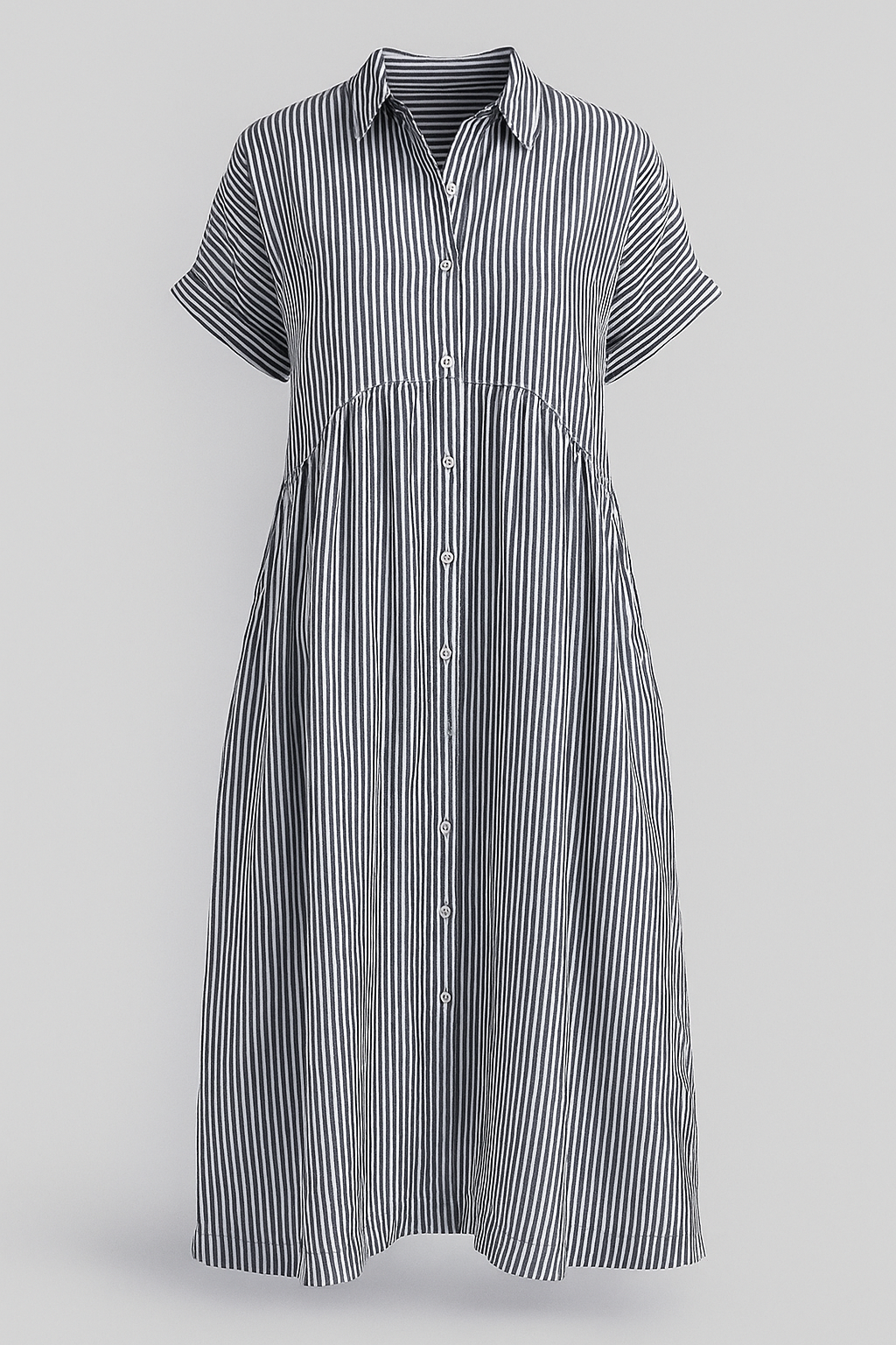 Corrine | Kvinders Elegant Midi Kjole med Lommer - Grå - Kvinders Kjoler - {{ product_tags }