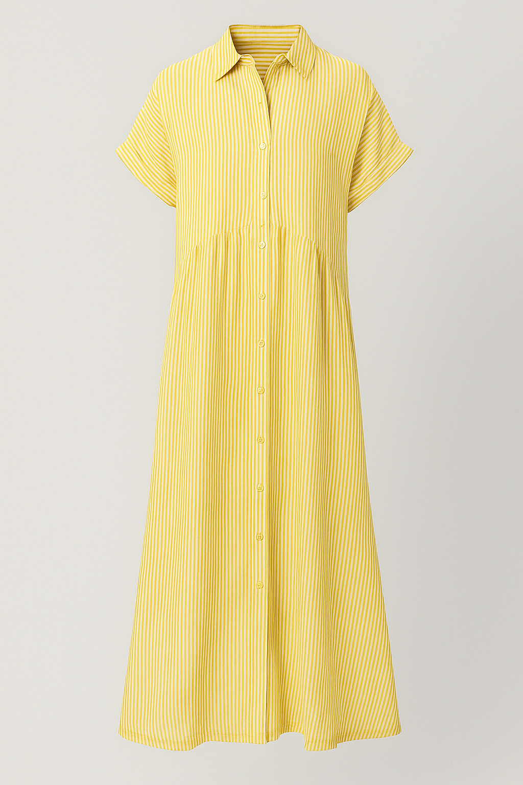 Corrine | Kvinders Elegant Midi Kjole med Lommer - Gul - Kvinders Kjoler - {{ product_tags }