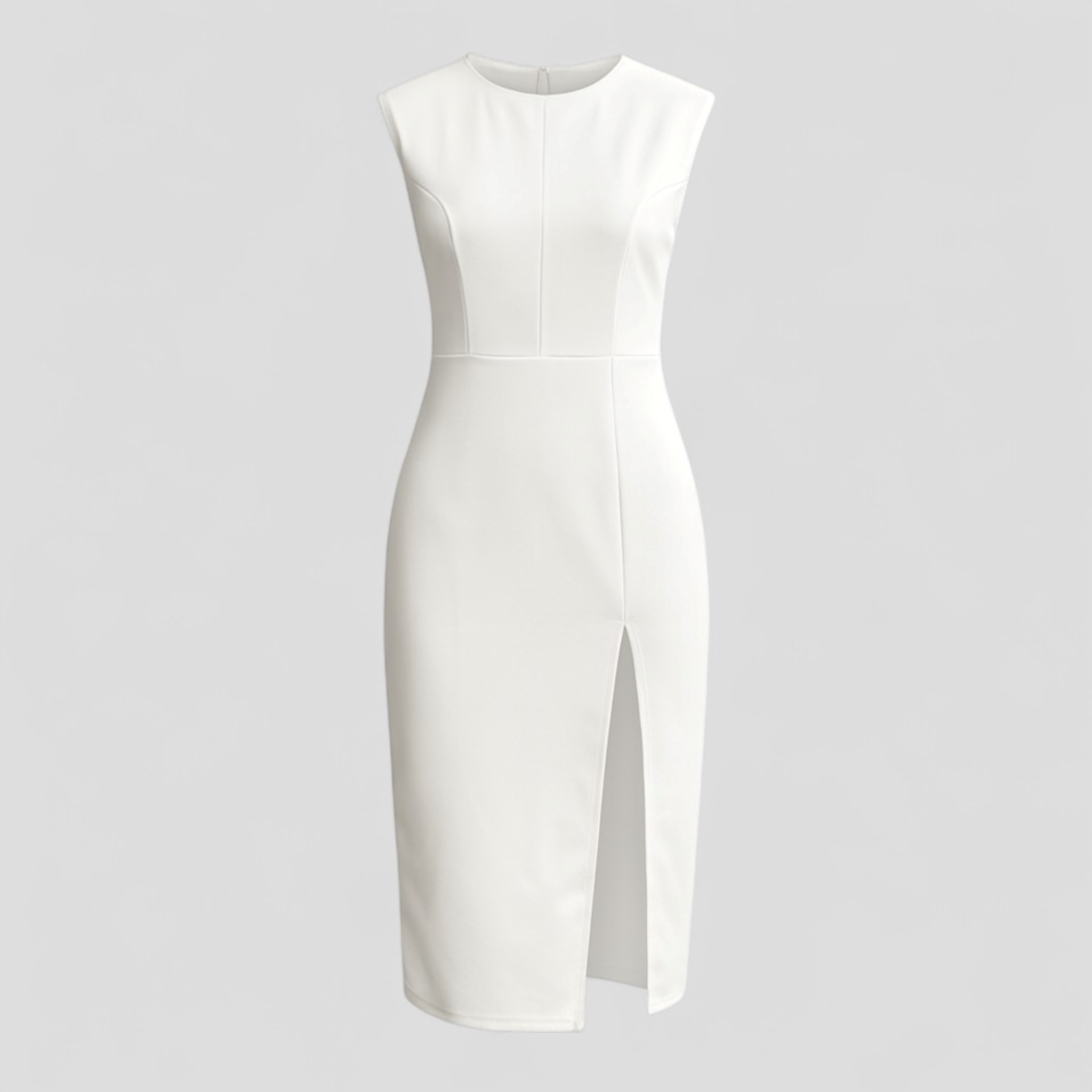 Ravinia | Kvinders Elegant Midi Kjole - Hvid - Kvinders Kjoler - {{ product_tags }
