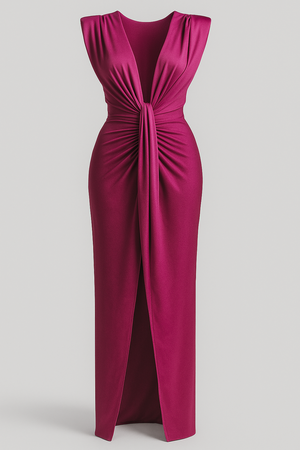 Martha | Kvinders Elegant Råsilkekjole Med Slids - Magenta One size - Kjoler - {{ product_tags }